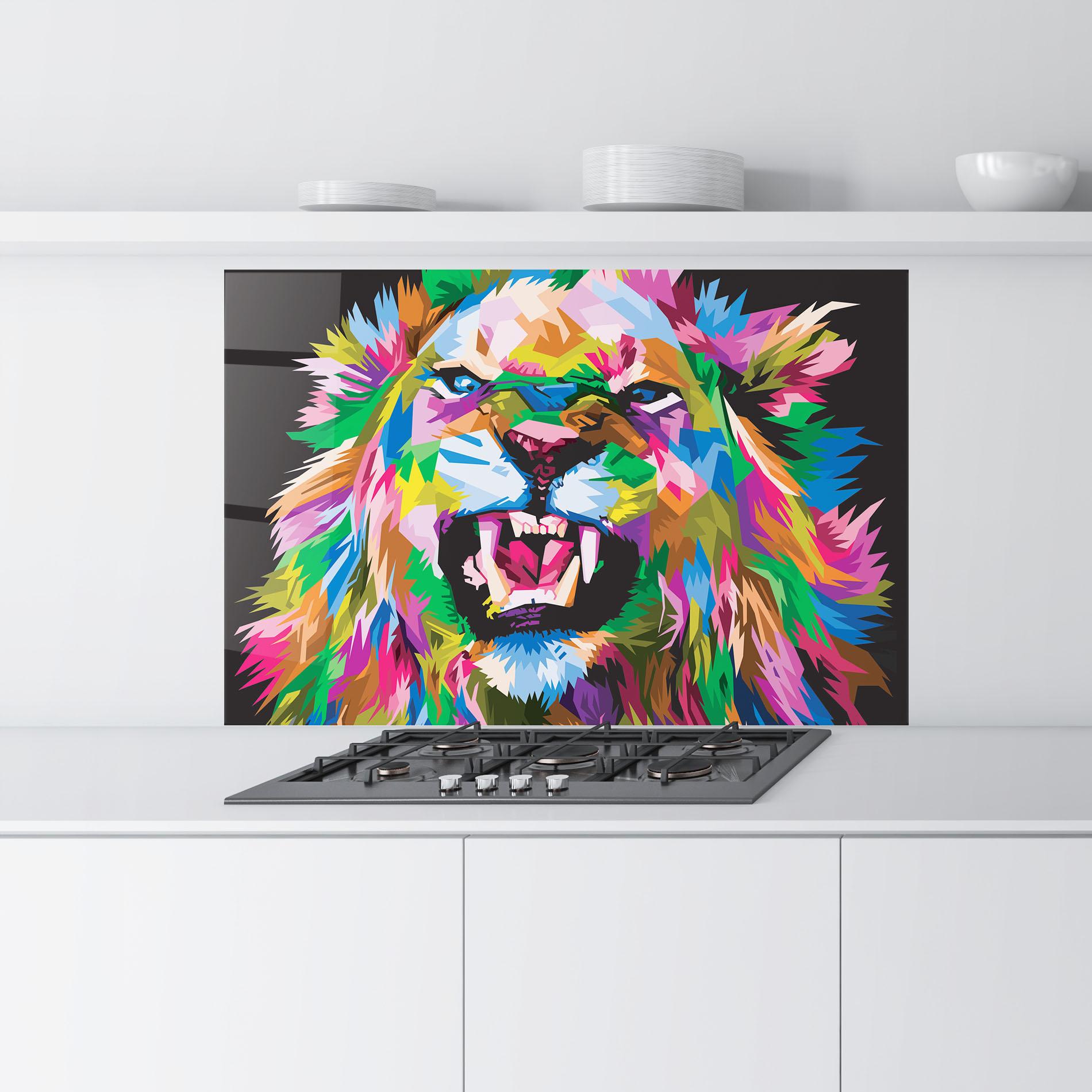 Panou Sticla Bucatarie Angry Lion Eyes mockup 9