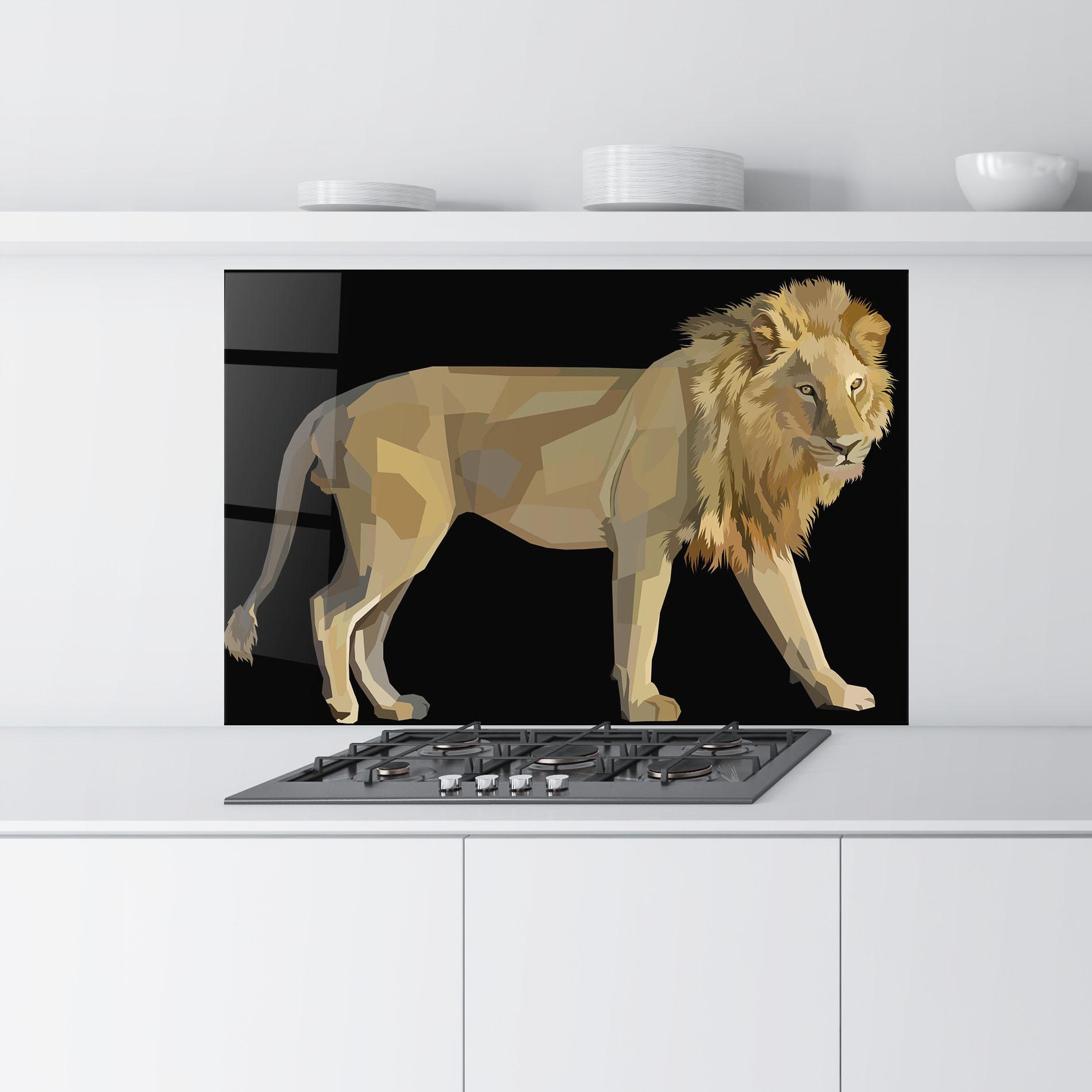Panou Sticla Bucatarie Lion Art On Black mockup 9