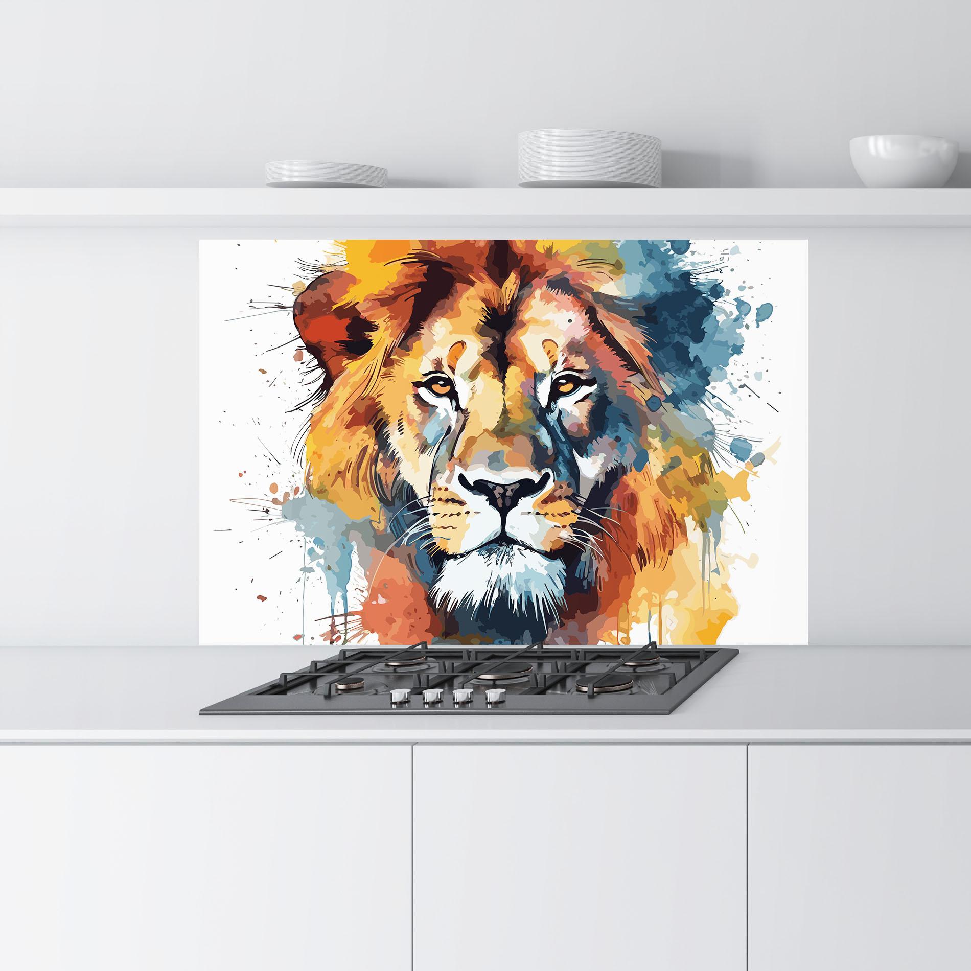 Panou Sticla Bucatarie Lion Head Art mockup 9