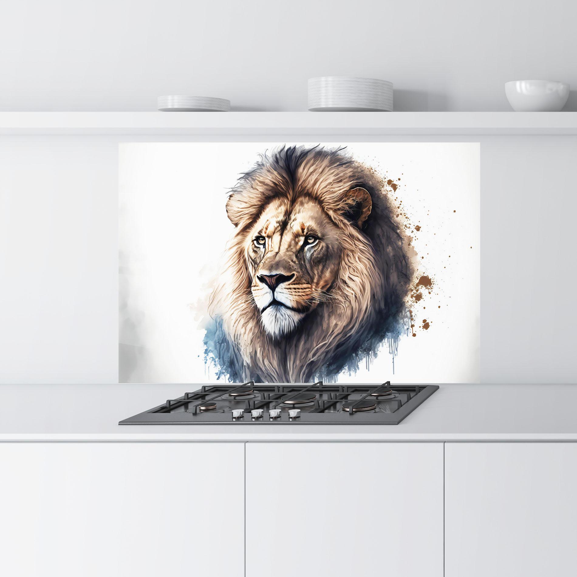 Panou Sticla Bucatarie Lion Head Painting mockup 9