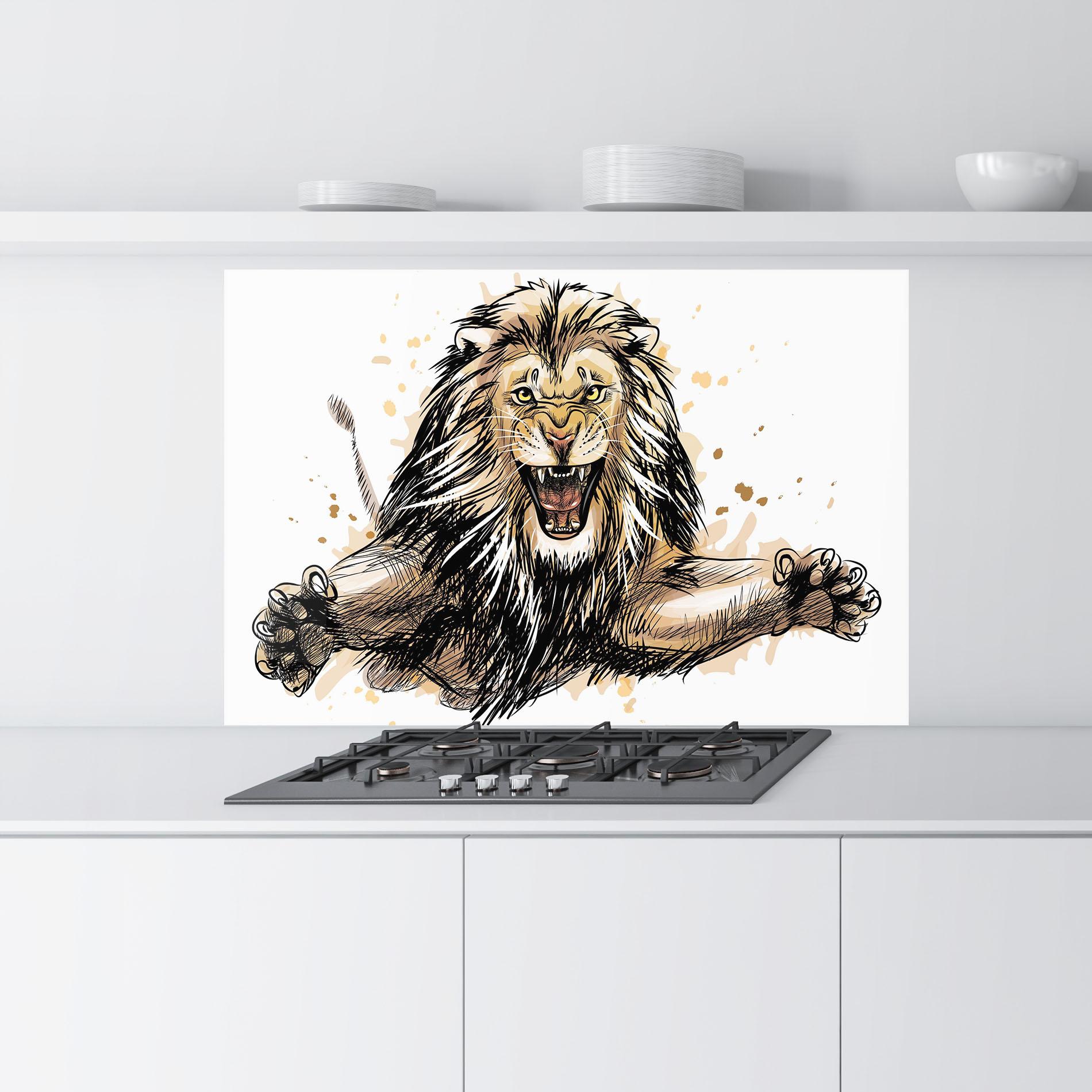 Panou Sticla Bucatarie Lion Jump mockup 9