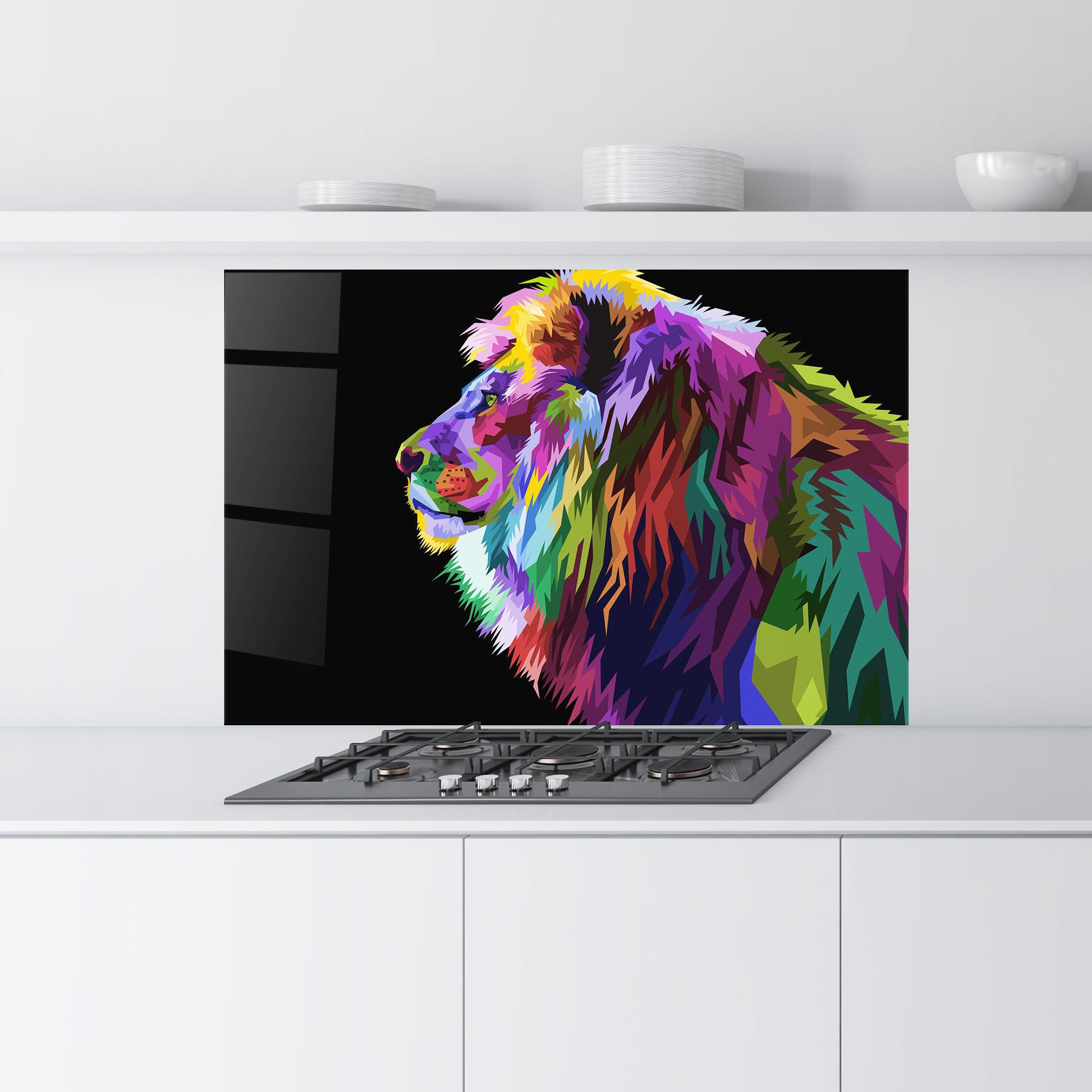 Panou Sticla Bucatarie Lion Standing mockup 9