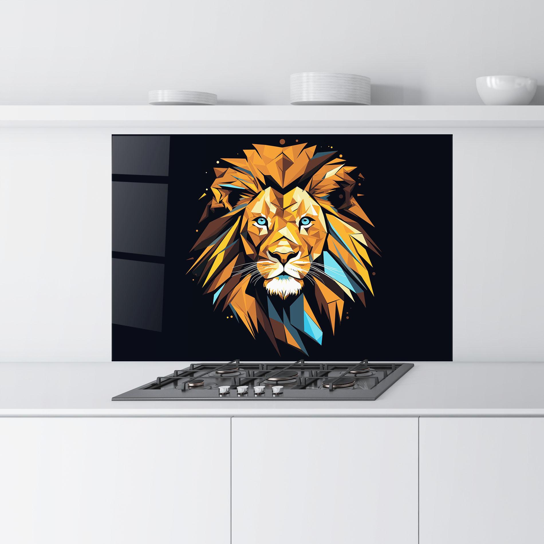 Panou Sticla Bucatarie Pop Art Lion mockup 9