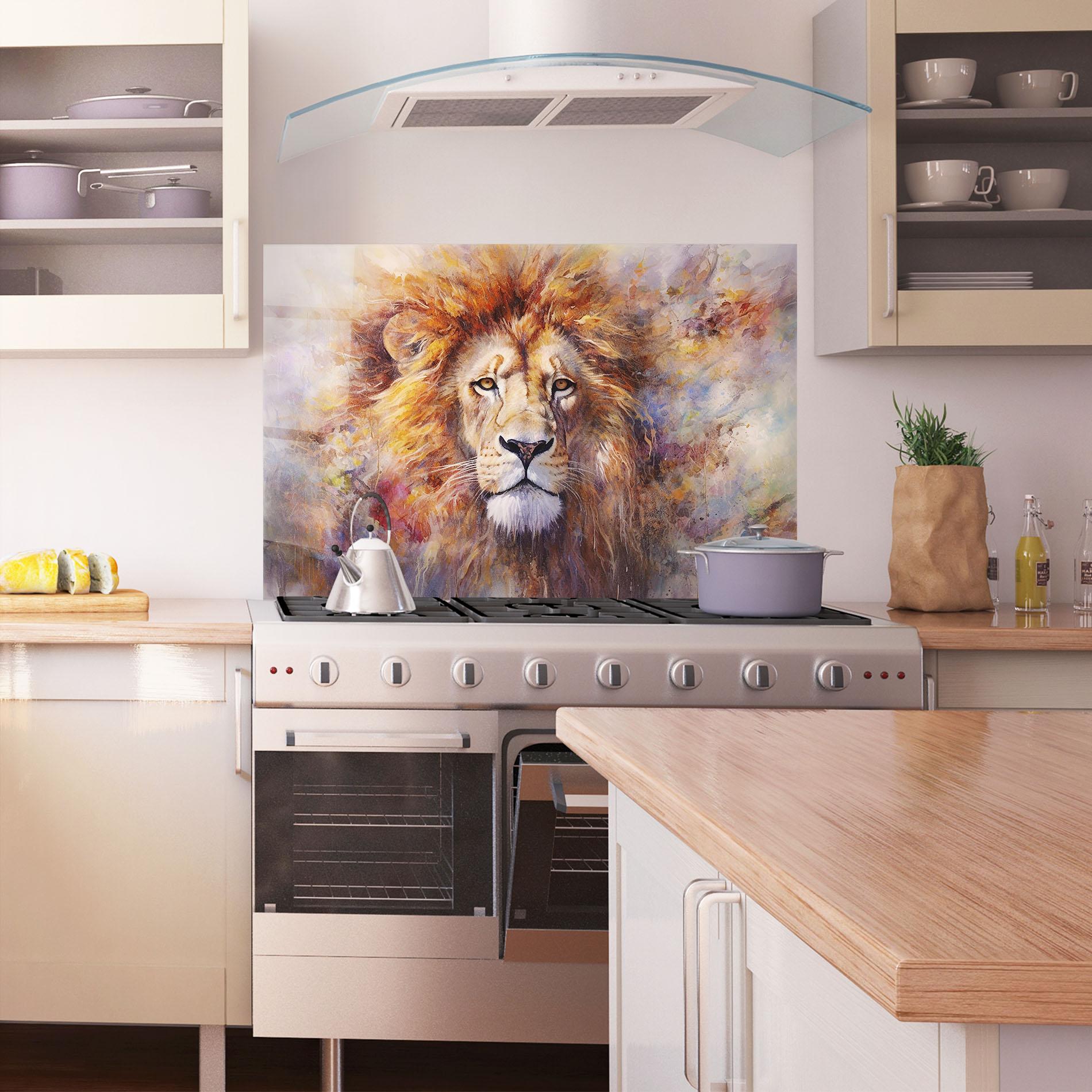 Panou Sticla Bucatarie Abstract Lion Head mockup 1