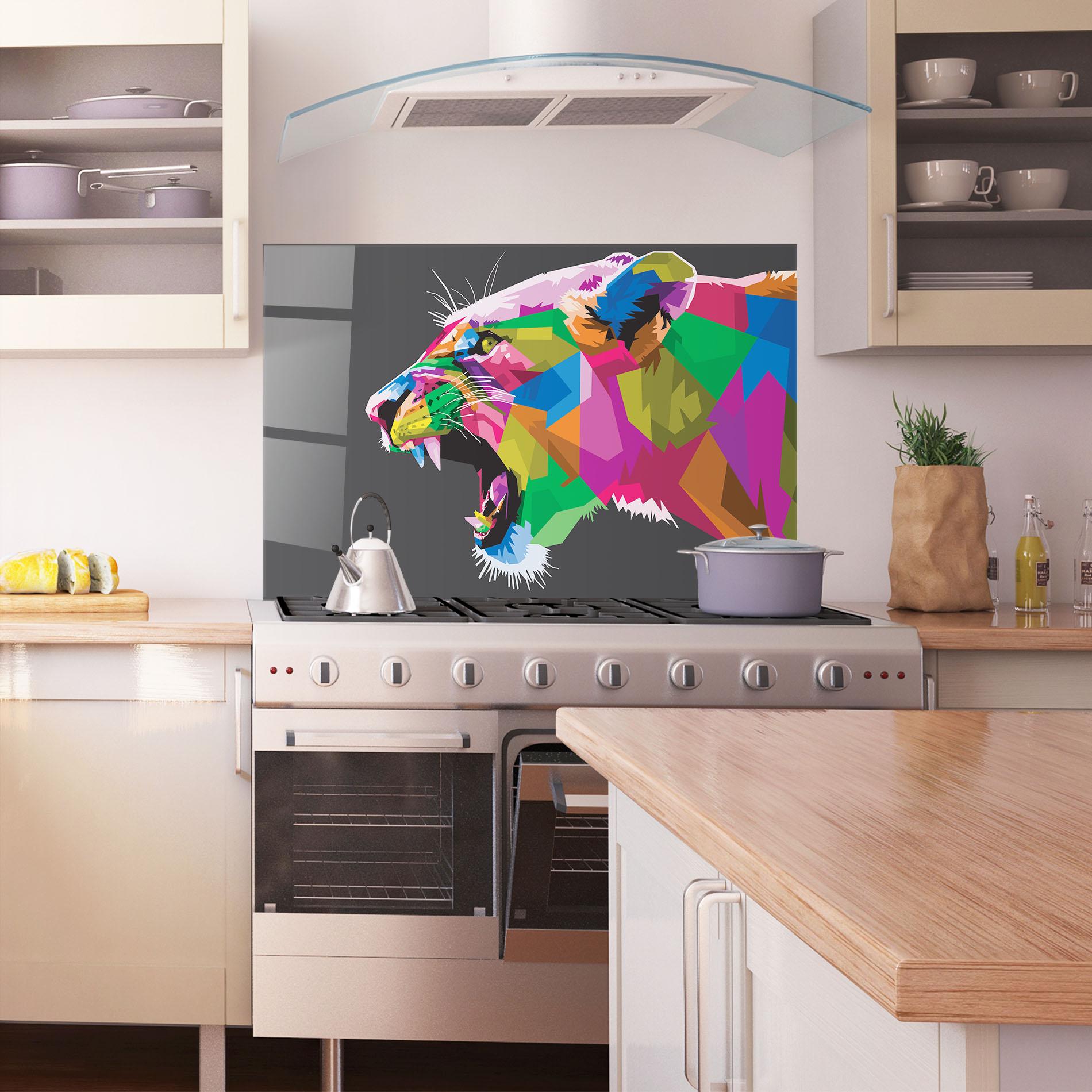 Panou Sticla Bucatarie Female Lion Head mockup 1