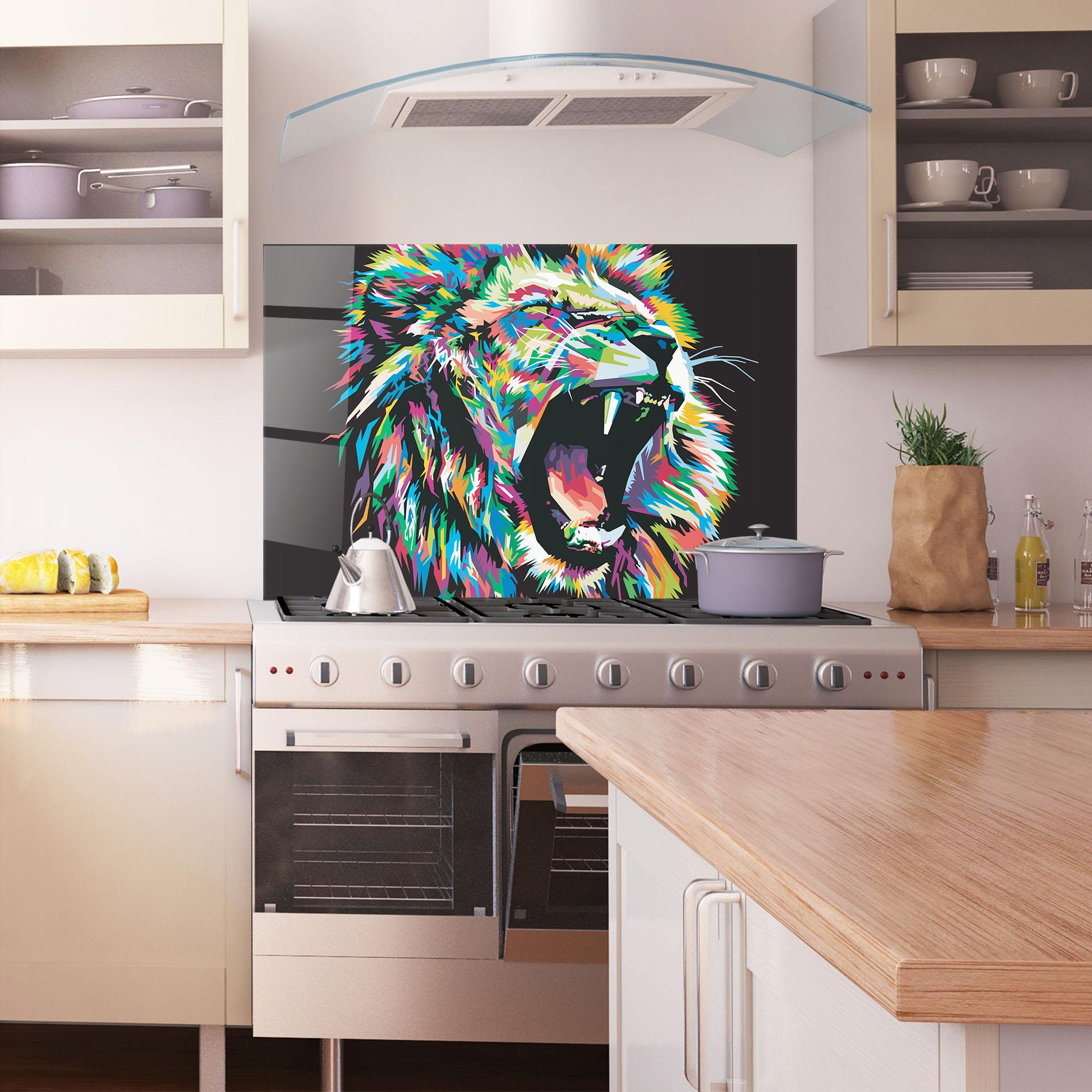 Panou Sticla Bucatarie Green Blue Lion mockup 1