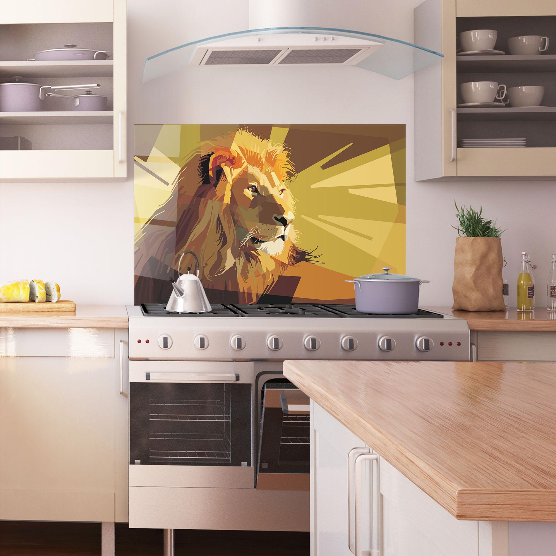 Panou Sticla Bucatarie Lion Art mockup 1