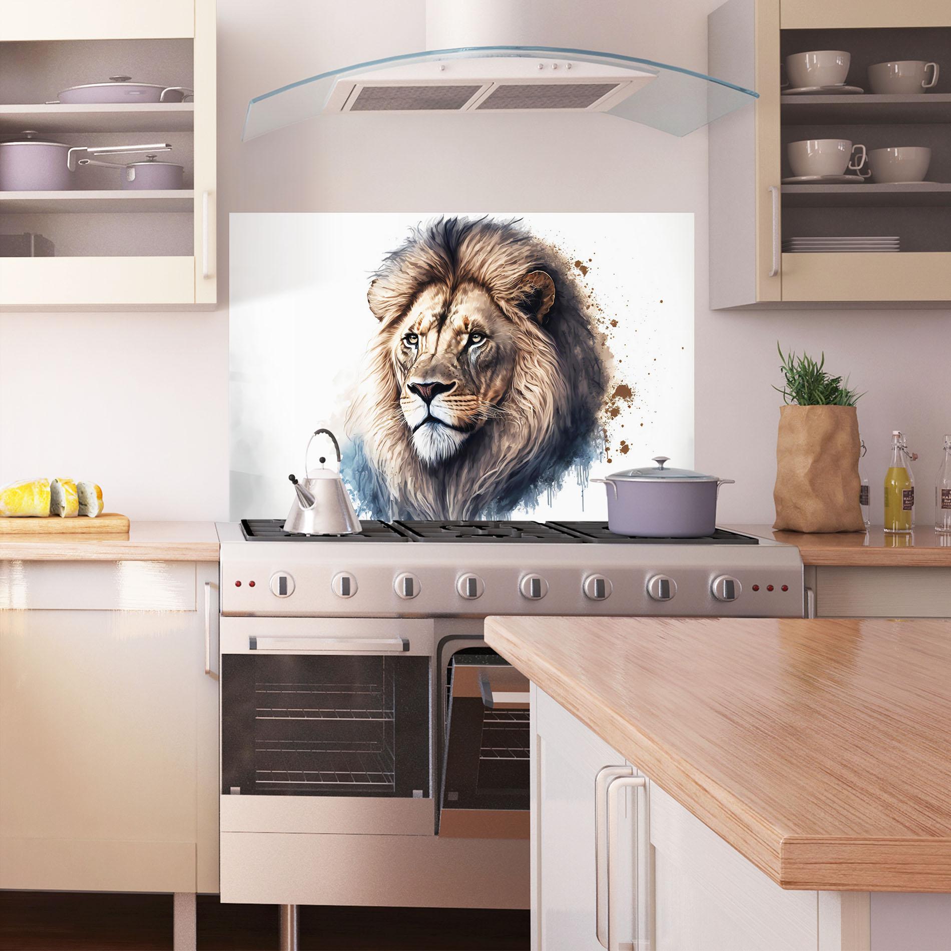 Panou Sticla Bucatarie Lion Head Painting mockup 1