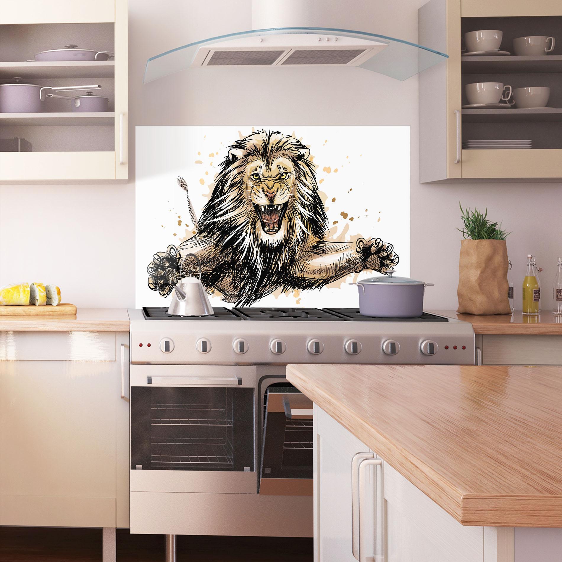 Panou Sticla Bucatarie Lion Jump mockup 1