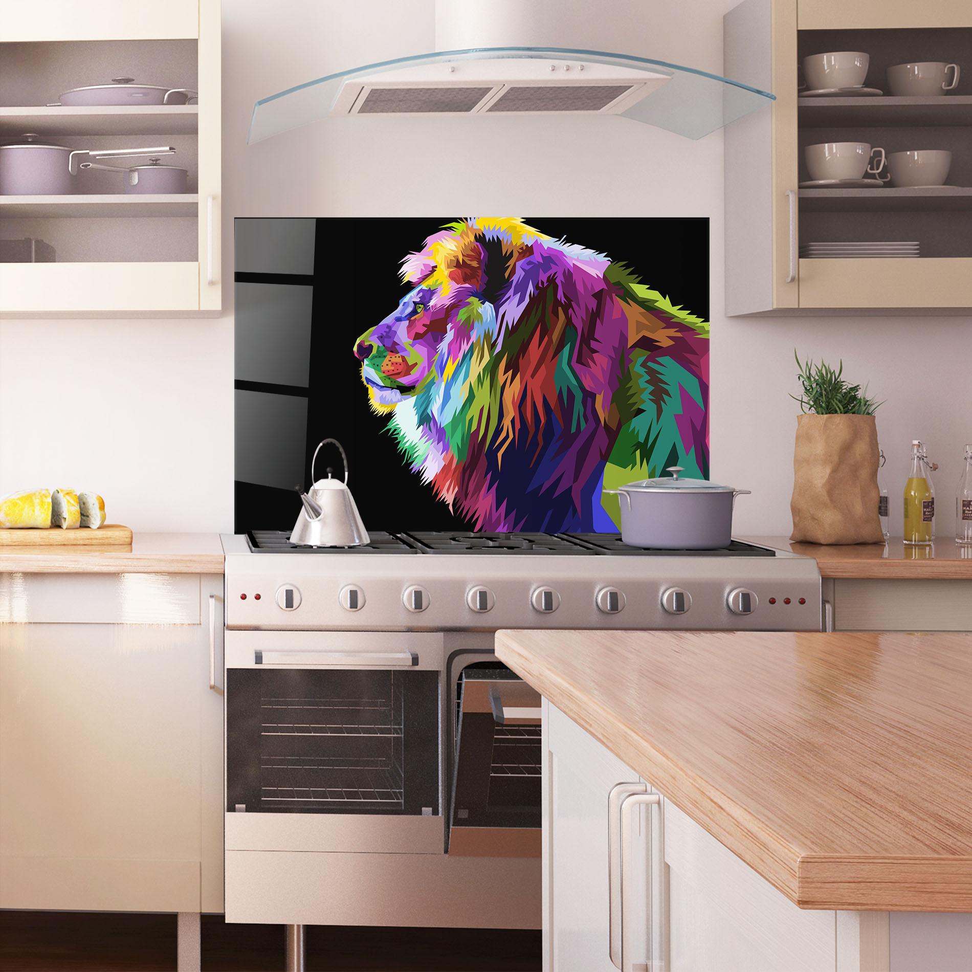 Panou Sticla Bucatarie Lion Standing mockup 1