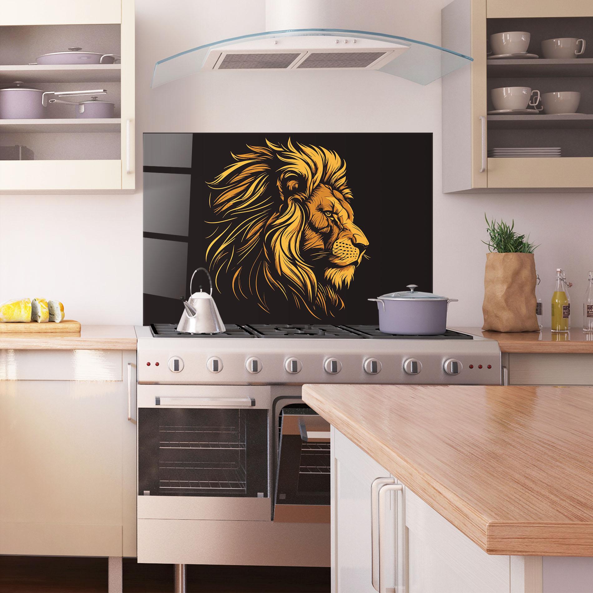 Panou Sticla Bucatarie Lion Symbol mockup 1