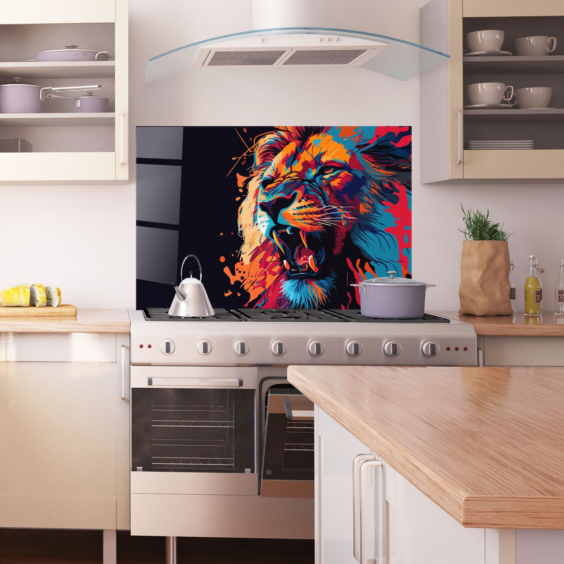 Panou Sticla Bucatarie Orange Red Lion mockup 1