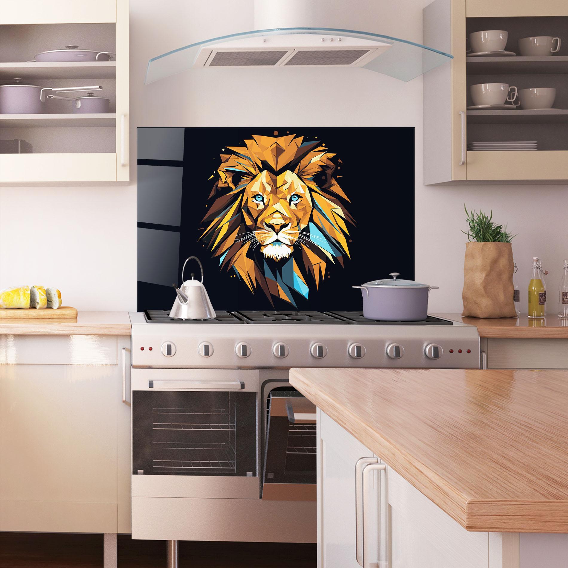Panou Sticla Bucatarie Pop Art Lion mockup 1