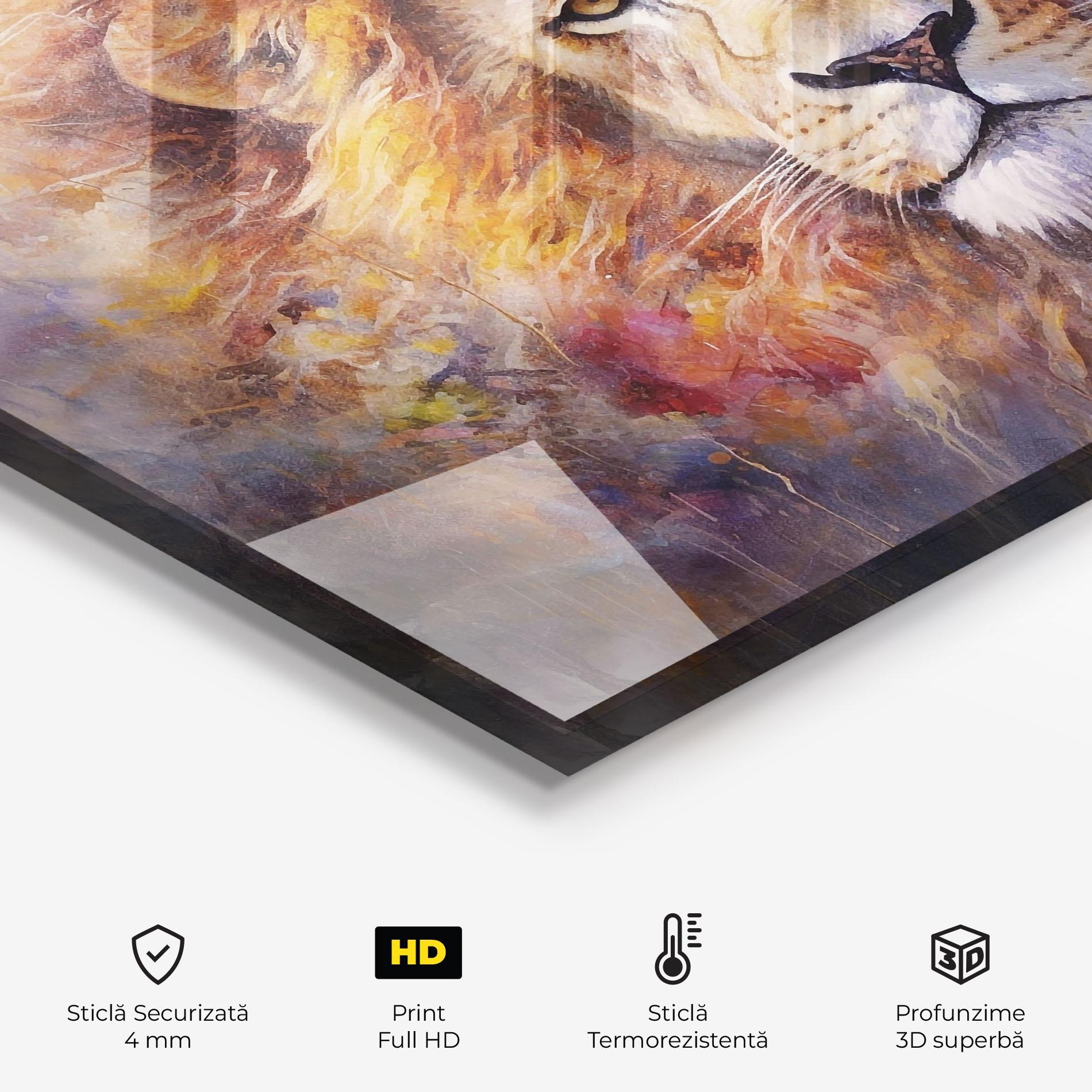 Panou Sticla Bucatarie Abstract Lion Head mockup 2