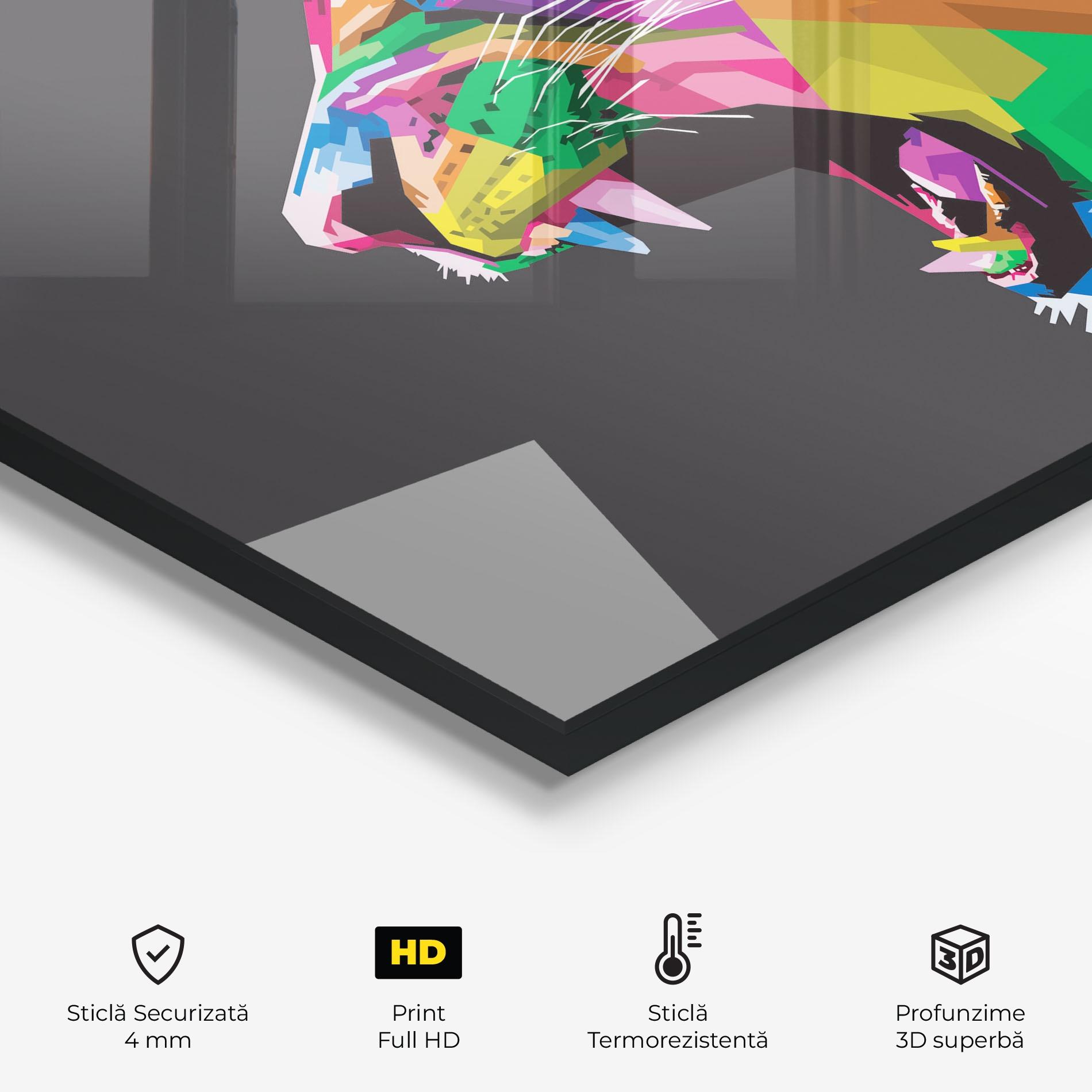 Panou Sticla Bucatarie Female Lion Head mockup 2