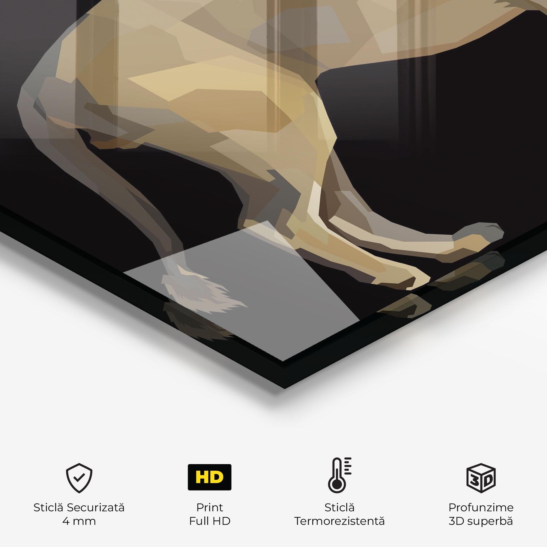 Panou Sticla Bucatarie Lion Art On Black mockup 2