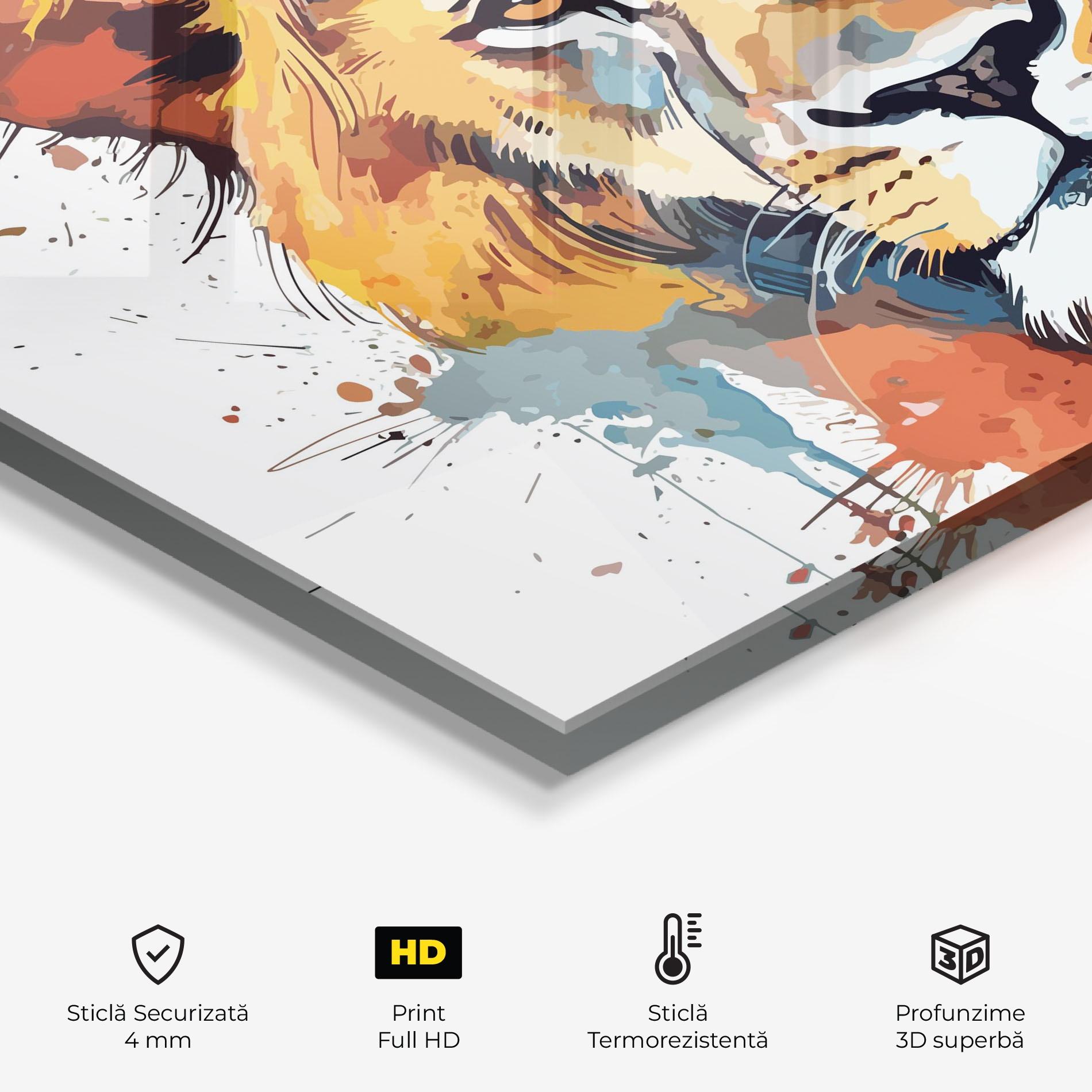 Panou Sticla Bucatarie Lion Head Art mockup 2