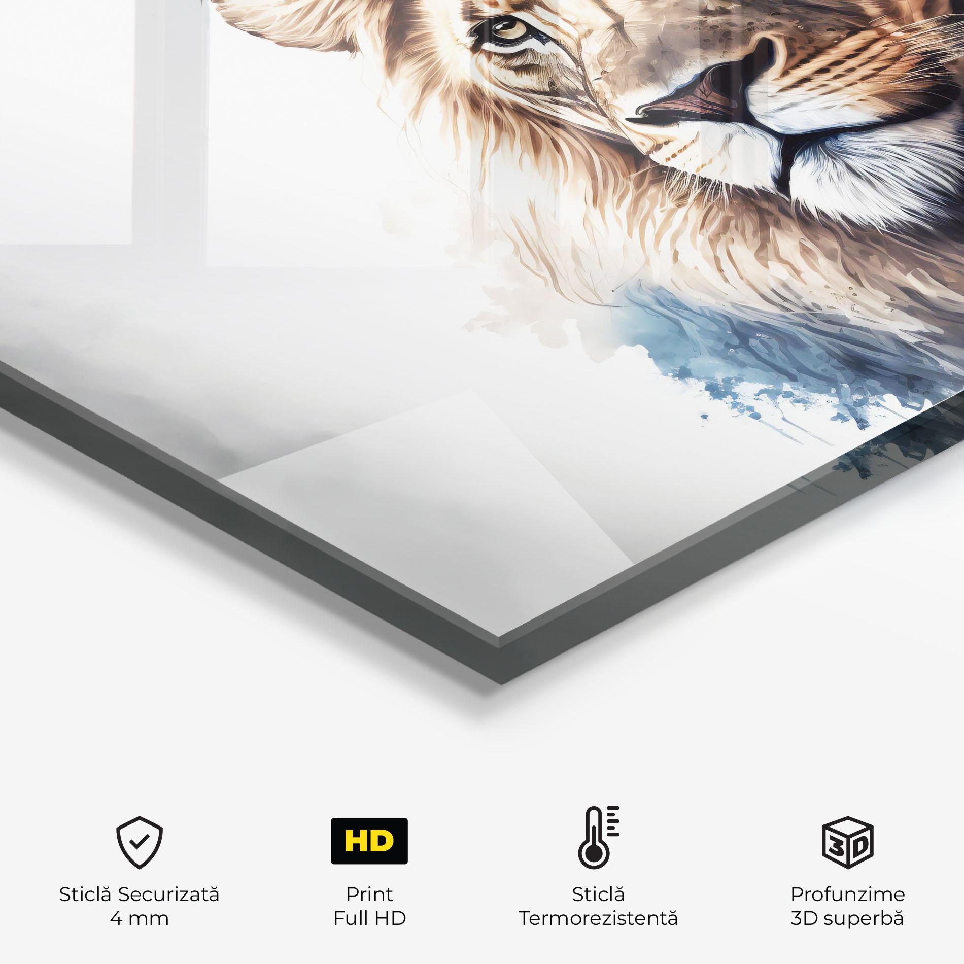 Panou Sticla Bucatarie Lion Head Painting mockup 2