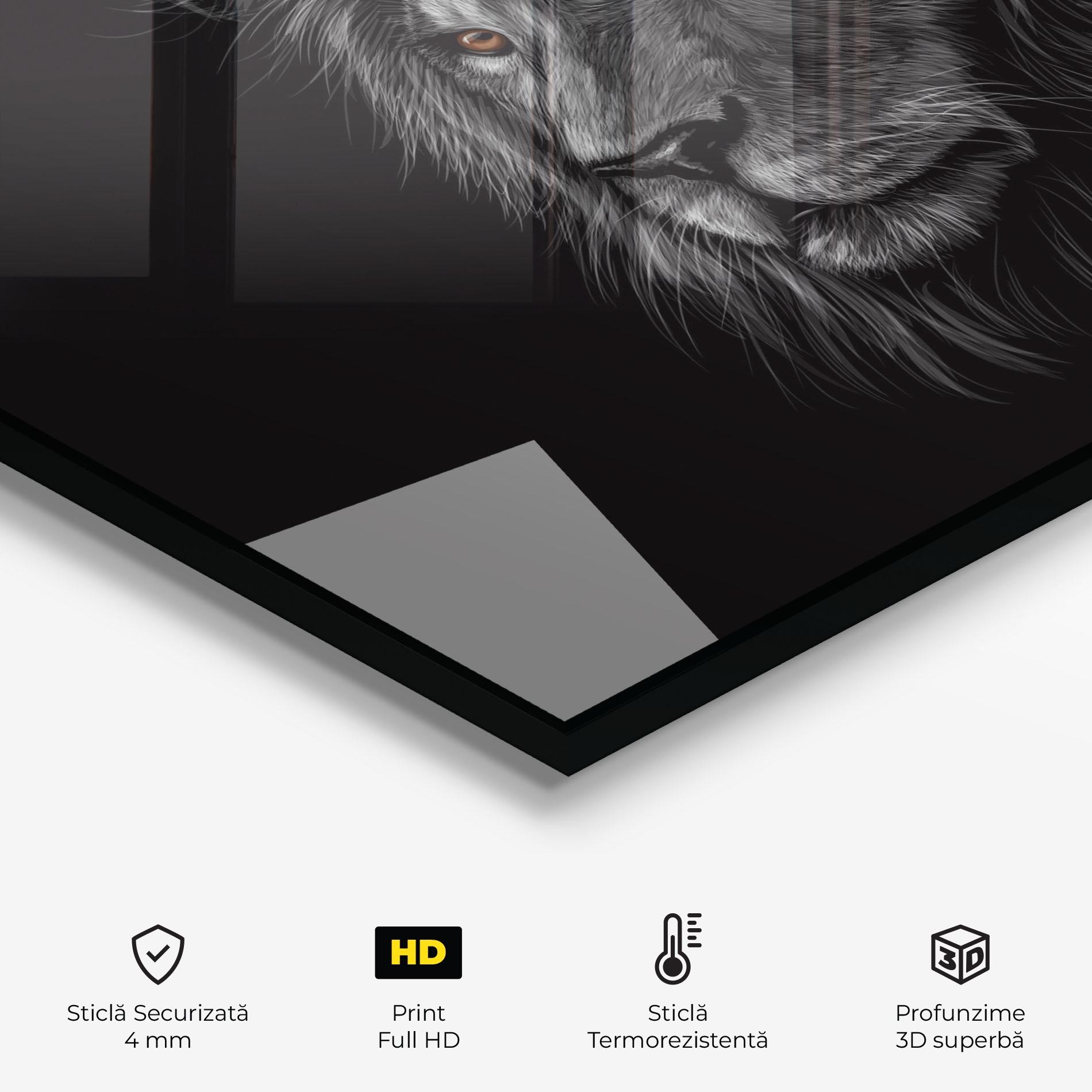 Panou Sticla Bucatarie Lion In Shadow mockup 2