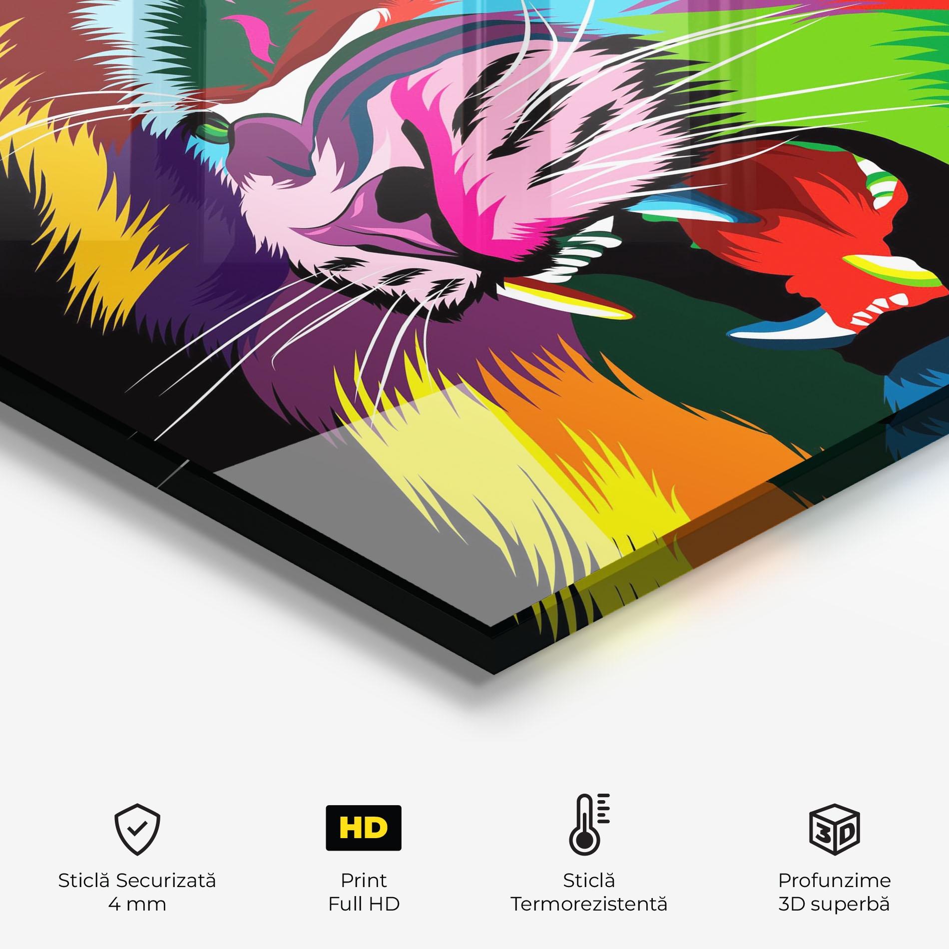Panou Sticla Bucatarie Lion Vibrant Color mockup 2