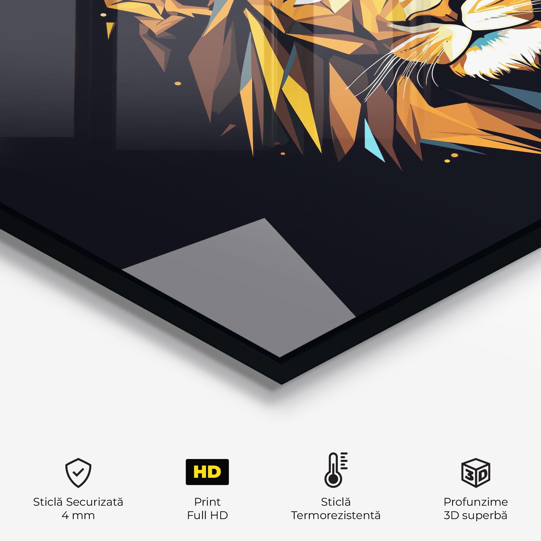 Panou Sticla Bucatarie Pop Art Lion mockup 2