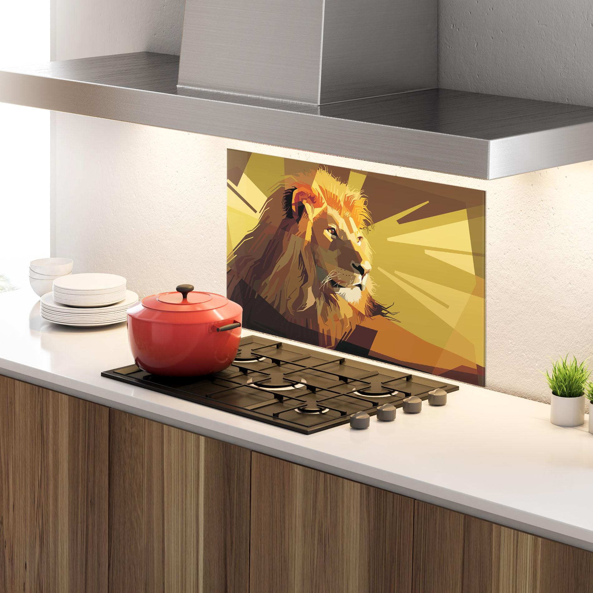 Panou Sticla Bucatarie Lion Art mockup 4