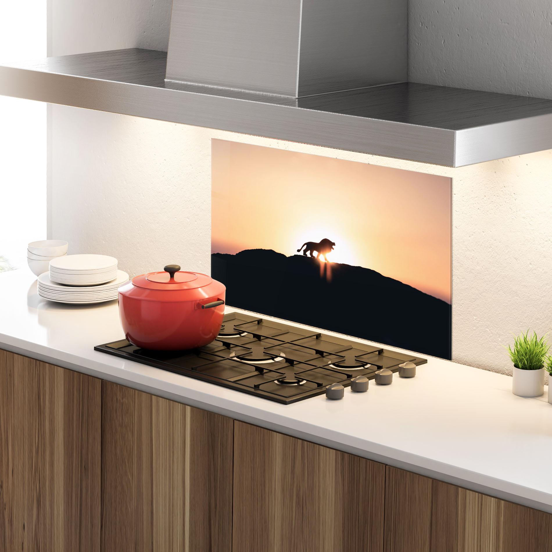 Panou Sticla Bucatarie Lion Shilouette mockup 4