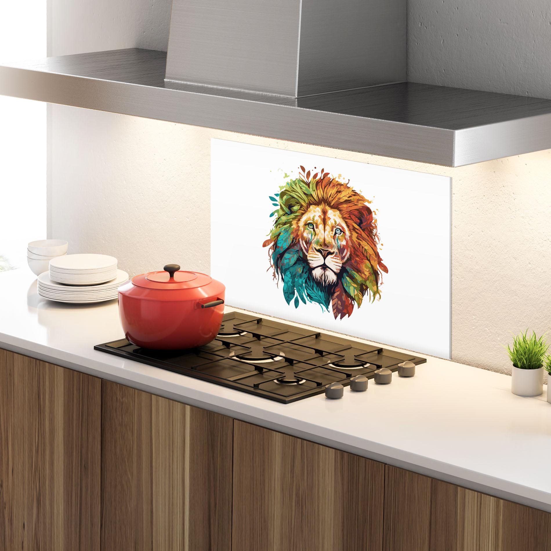 Panou Sticla Bucatarie Nature Lion mockup 4