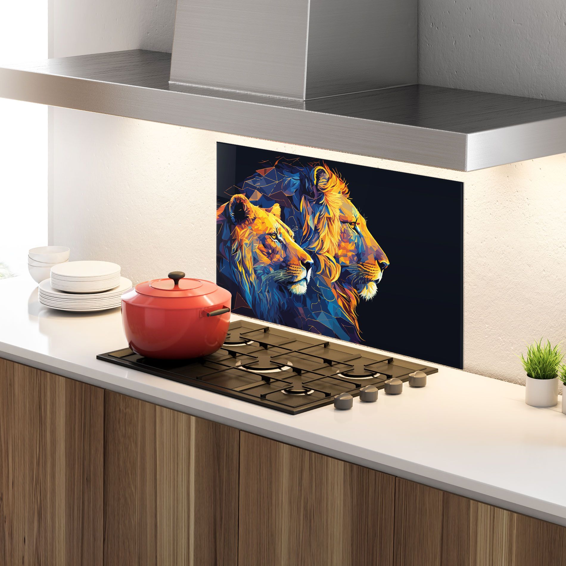 Orange Blue Lion mockup 4