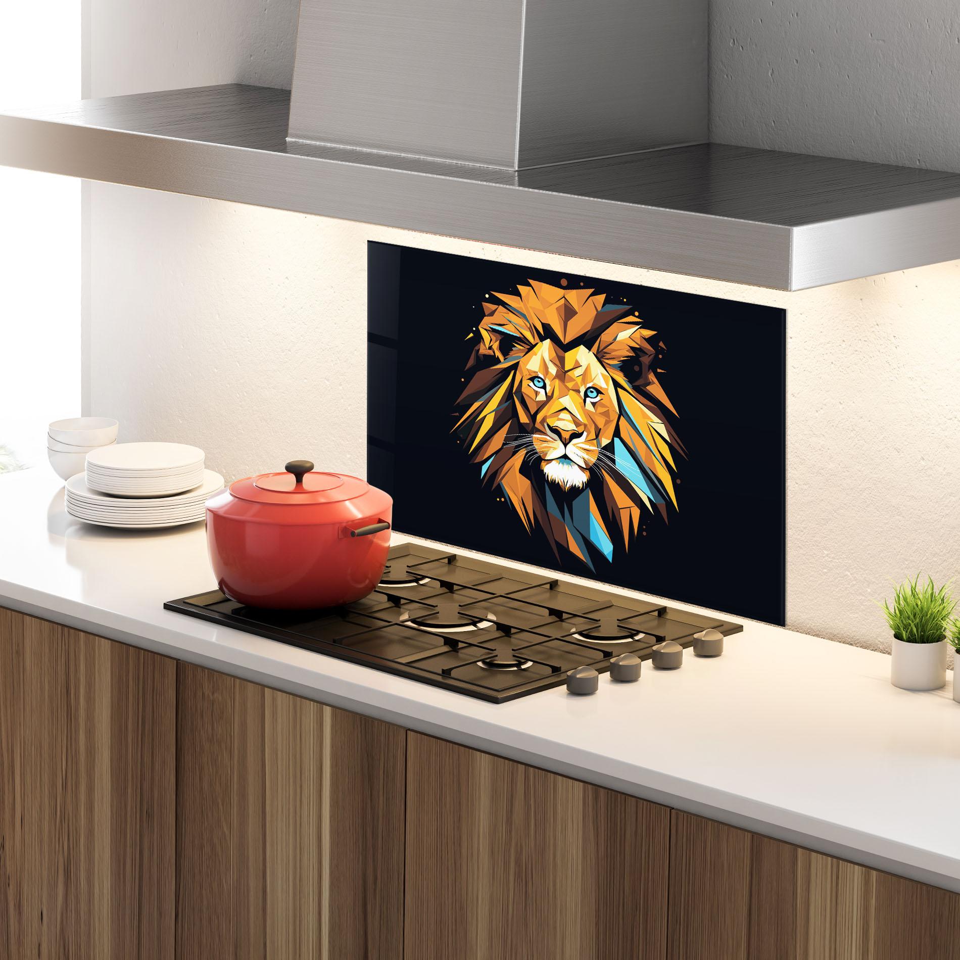 Panou Sticla Bucatarie Pop Art Lion mockup 4