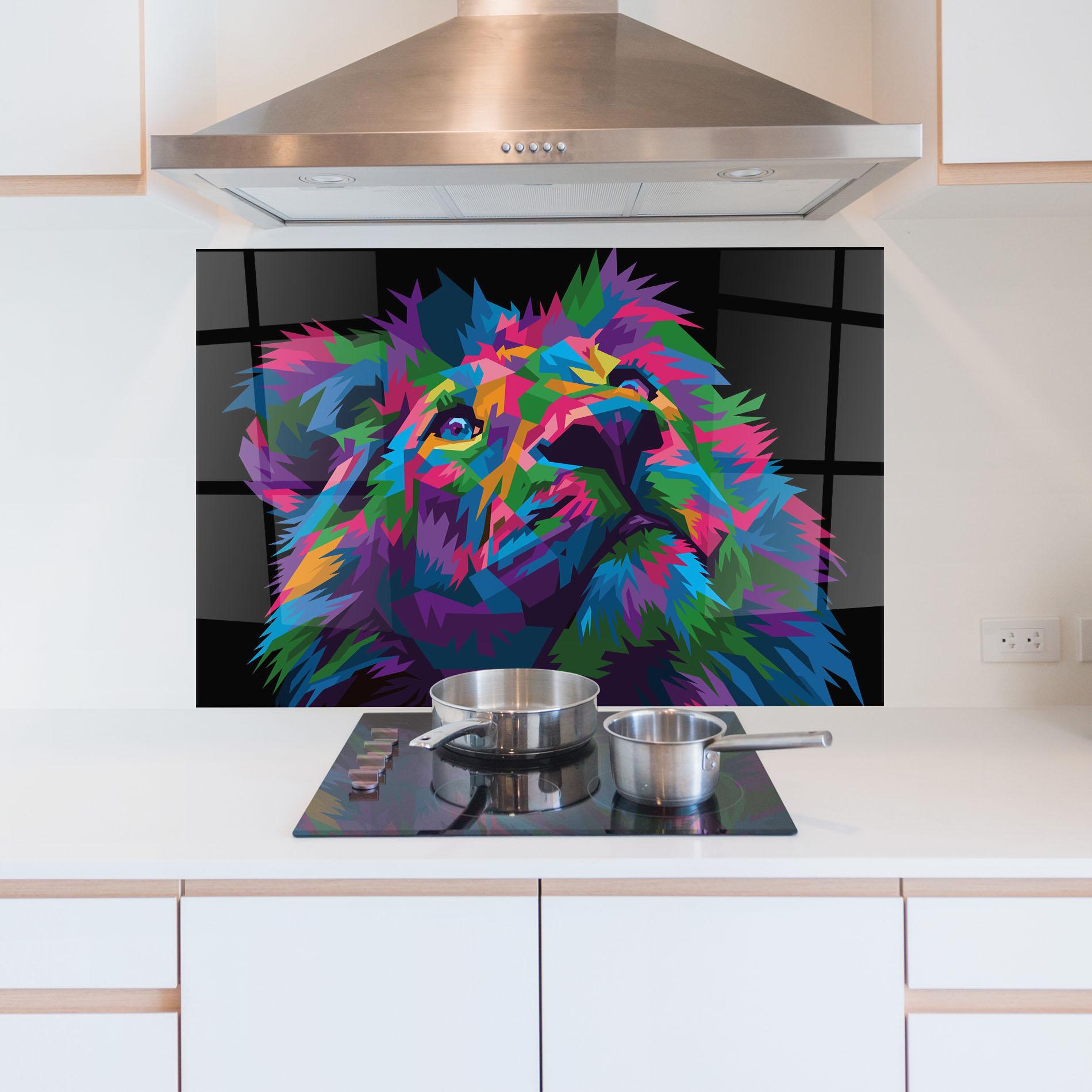 Panou Sticla Bucatarie Cute Color Lion mockup 5