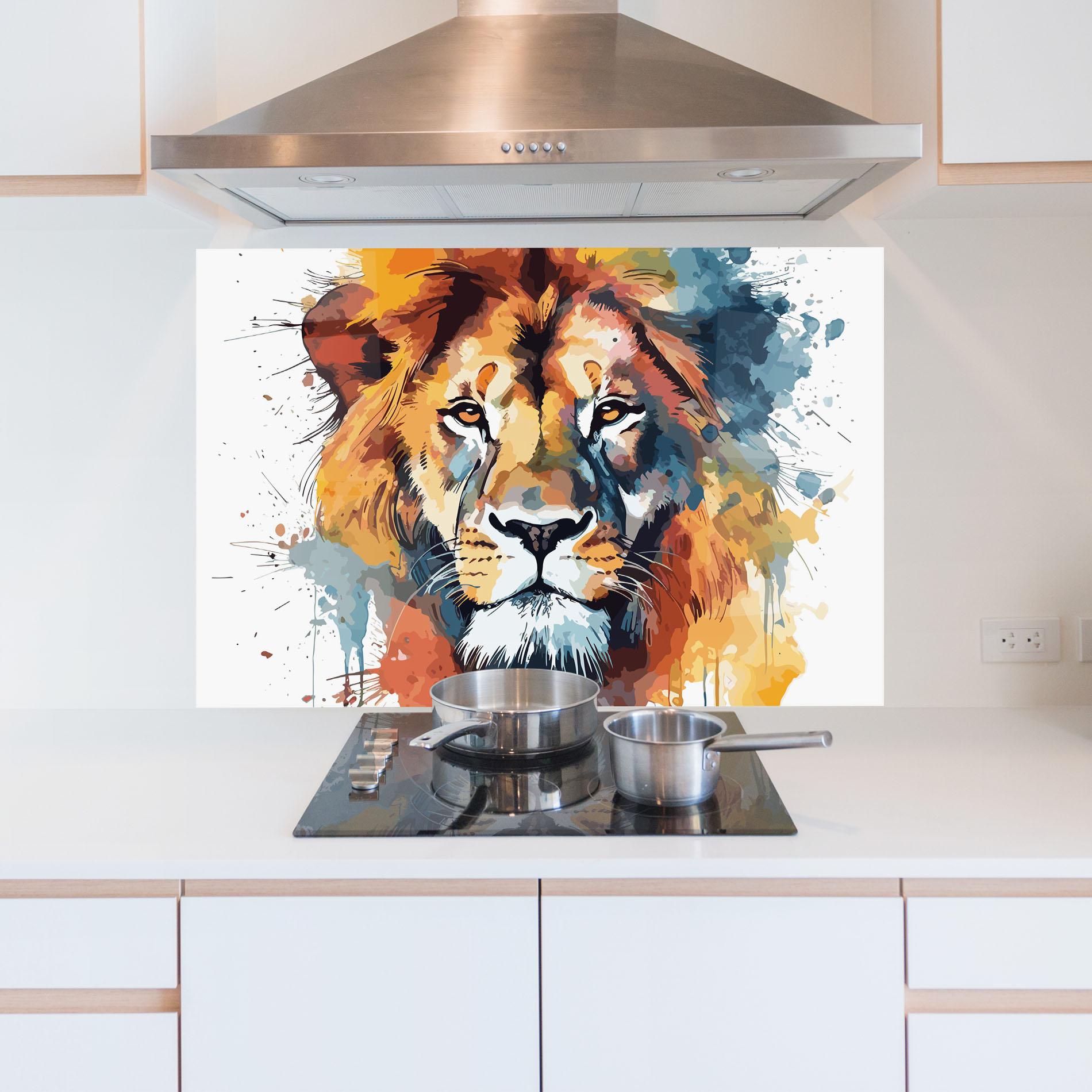 Panou Sticla Bucatarie Lion Head Art mockup 5