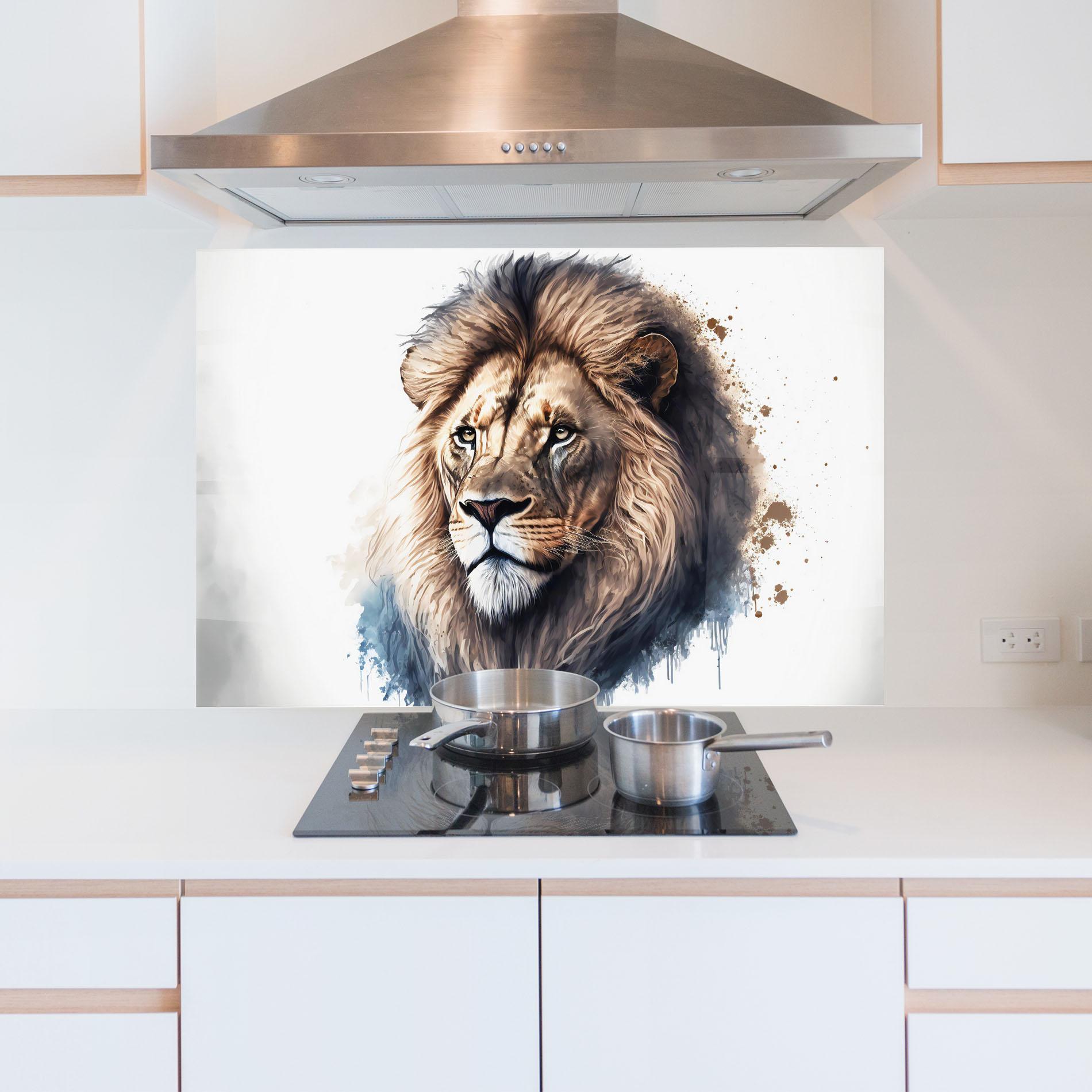 Panou Sticla Bucatarie Lion Head Painting mockup 5