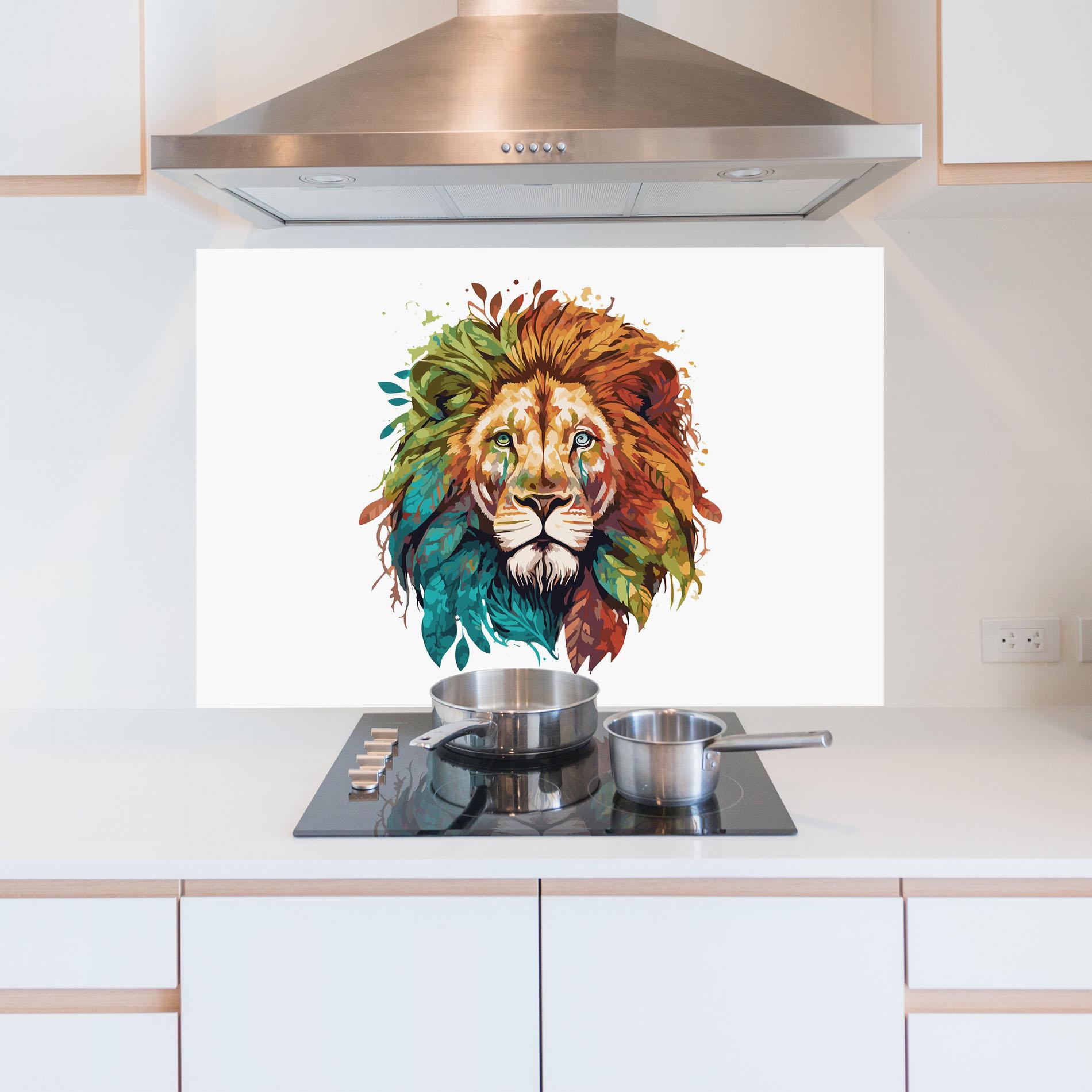 Panou Sticla Bucatarie Nature Lion mockup 5
