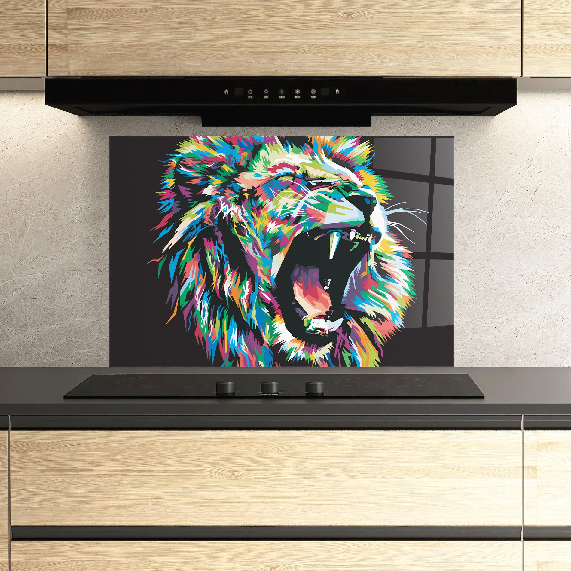 Panou Sticla Bucatarie Green Blue Lion mockup 3