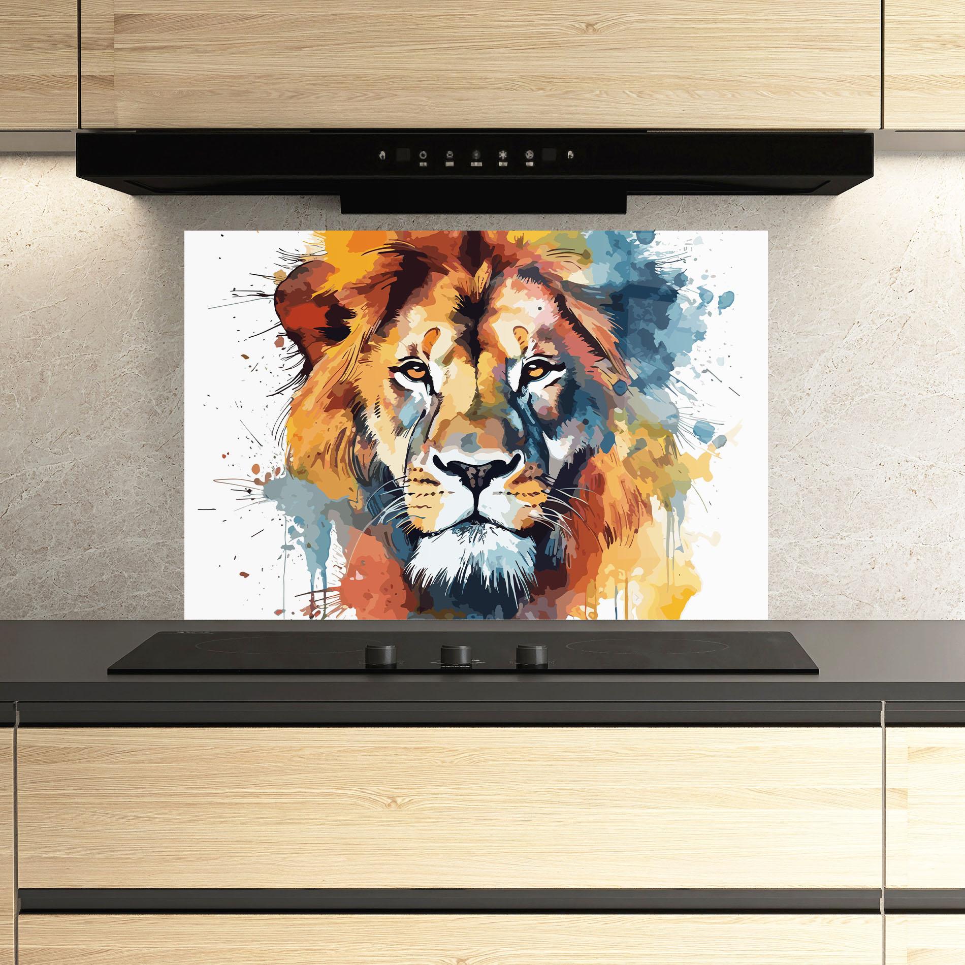 Panou Sticla Bucatarie Lion Head Art mockup 3