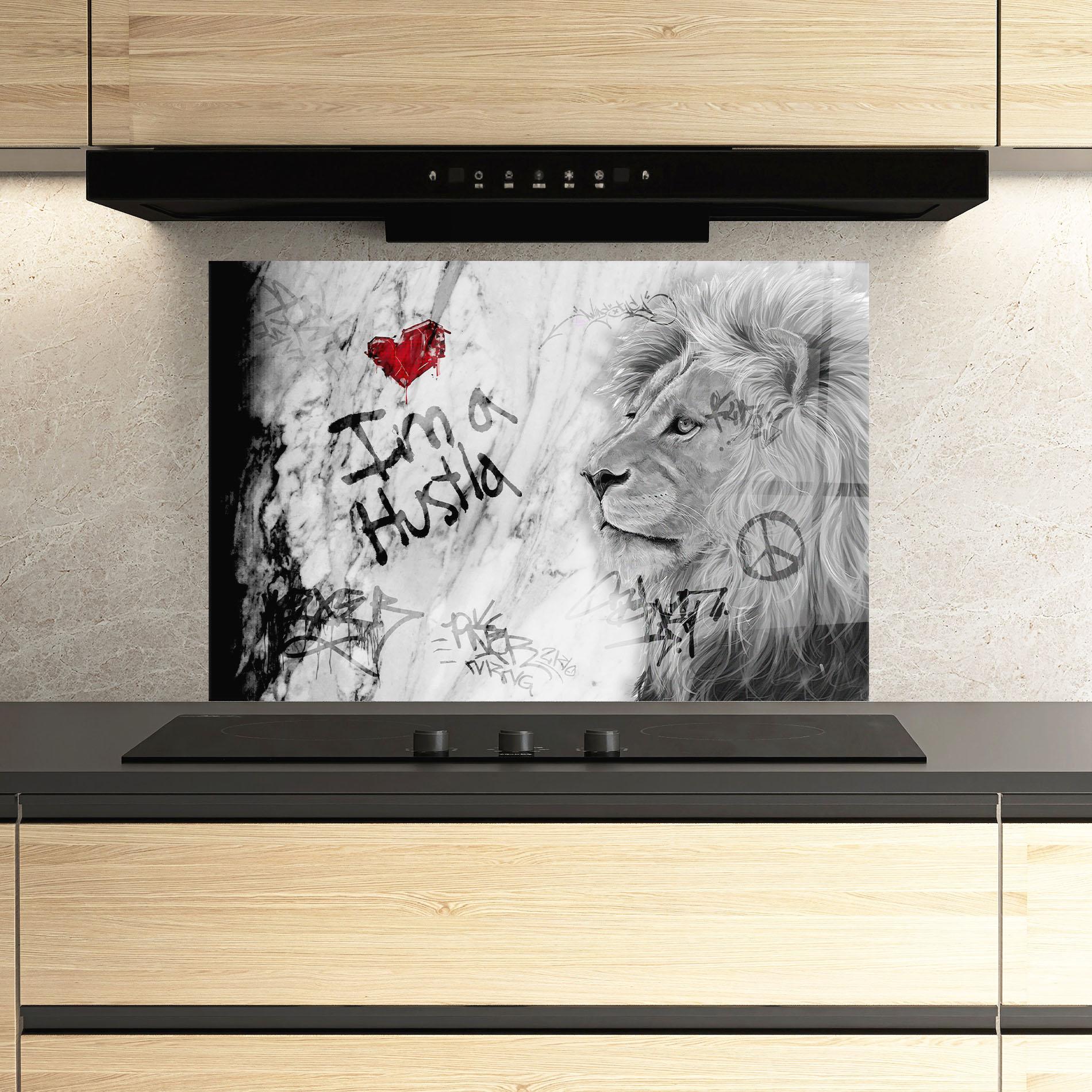 Panou Sticla Bucatarie Lion Hustler mockup 3