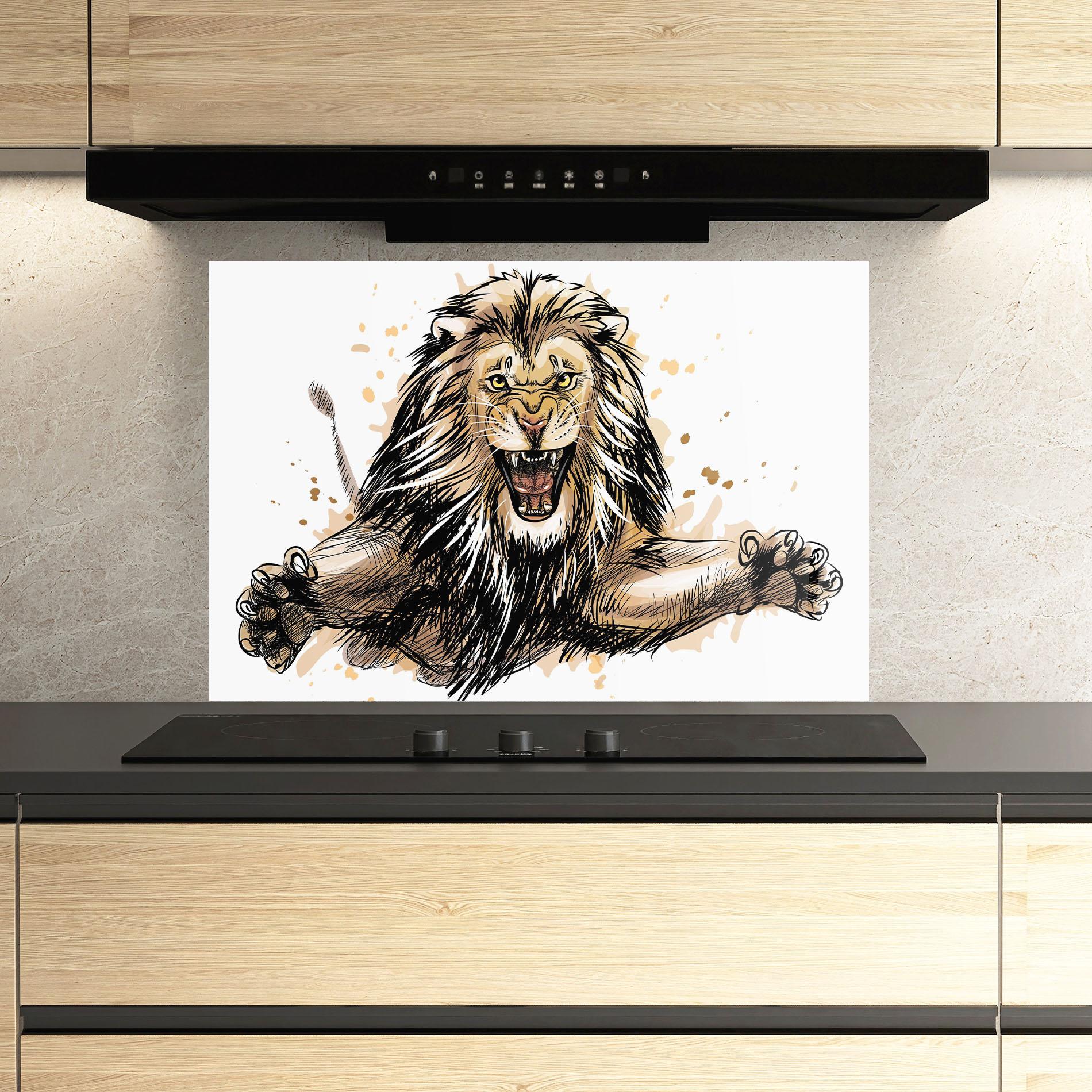 Panou Sticla Bucatarie Lion Jump mockup 3