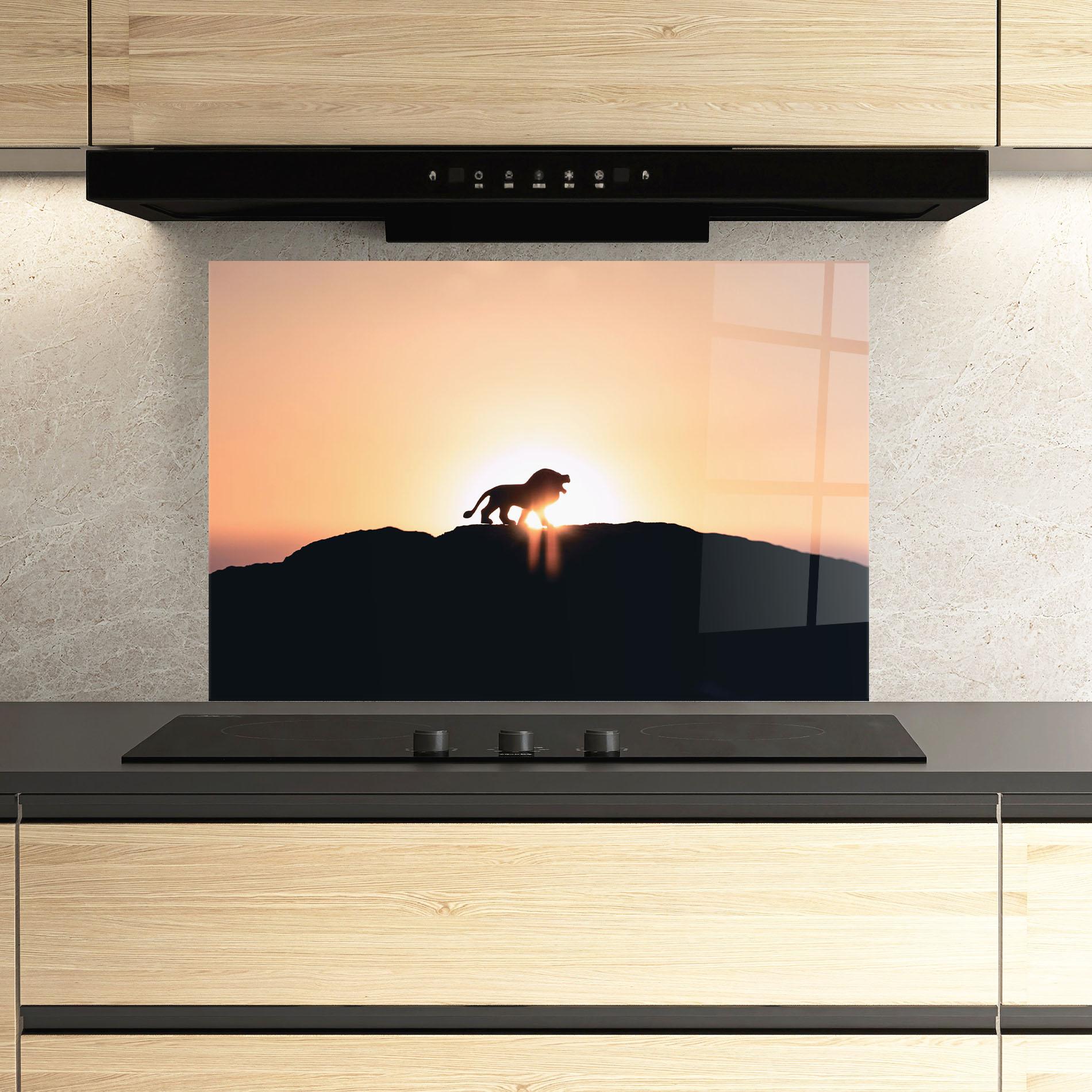 Panou Sticla Bucatarie Lion Shilouette mockup 3