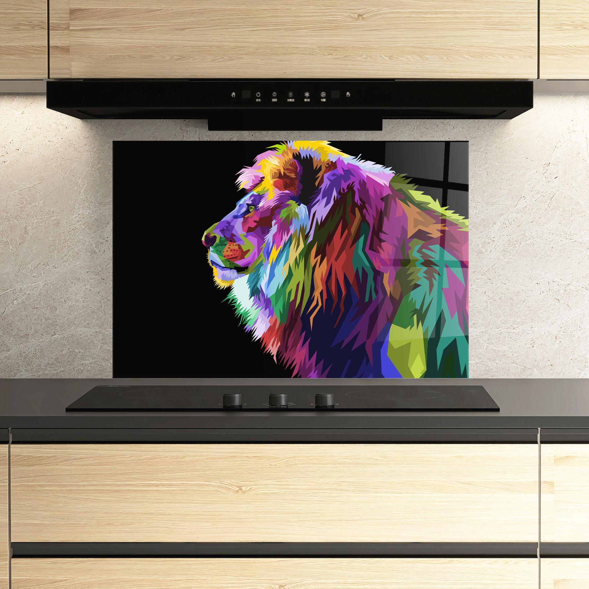Panou Sticla Bucatarie Lion Standing mockup 3