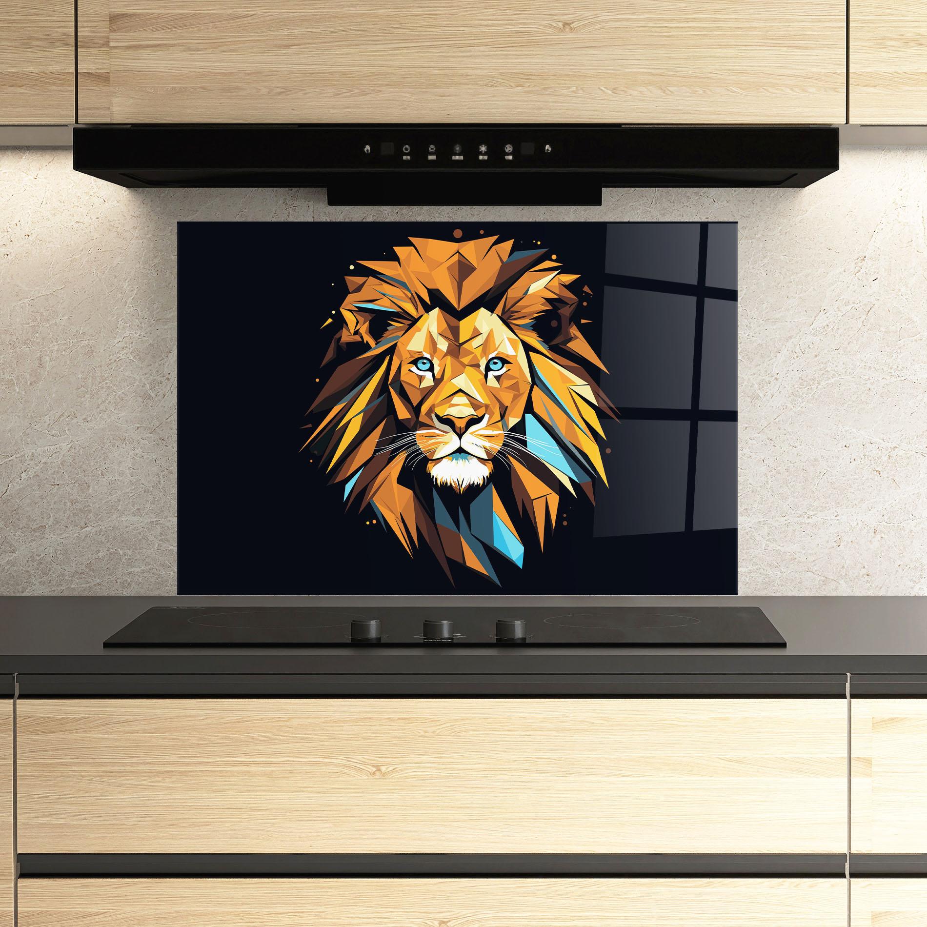 Panou Sticla Bucatarie Pop Art Lion mockup 3