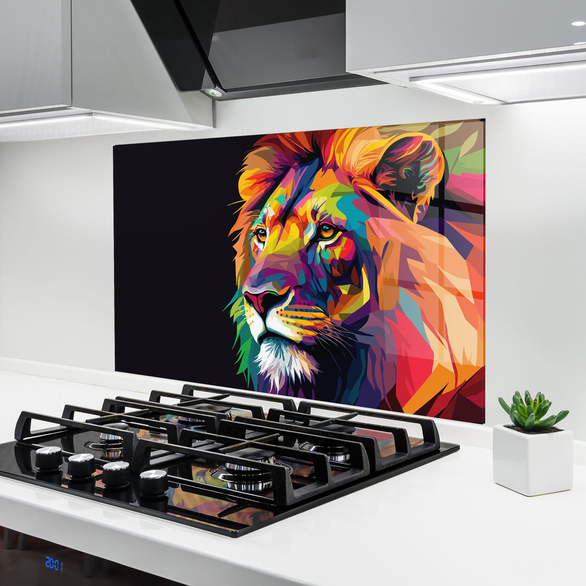 Panou Sticla Bucatarie Colorful Lion mockup 6