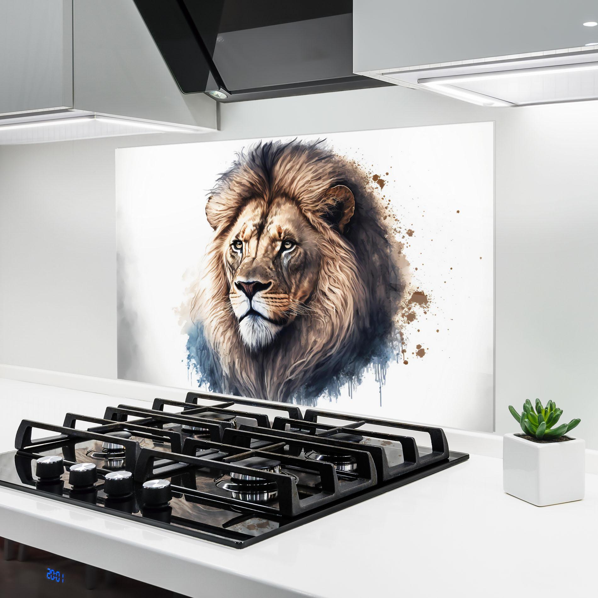 Panou Sticla Bucatarie Lion Head Painting mockup 6