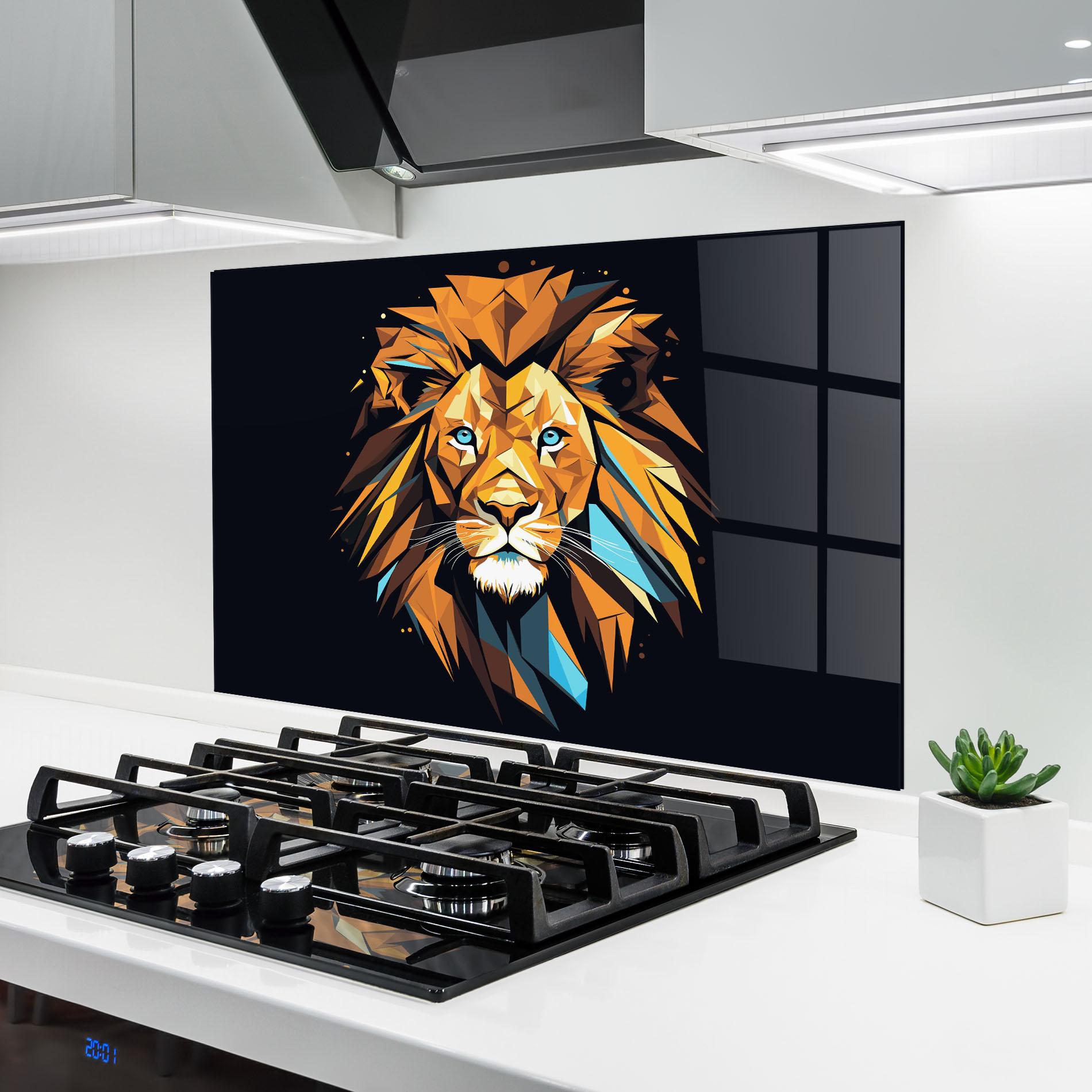 Panou Sticla Bucatarie Pop Art Lion mockup 6
