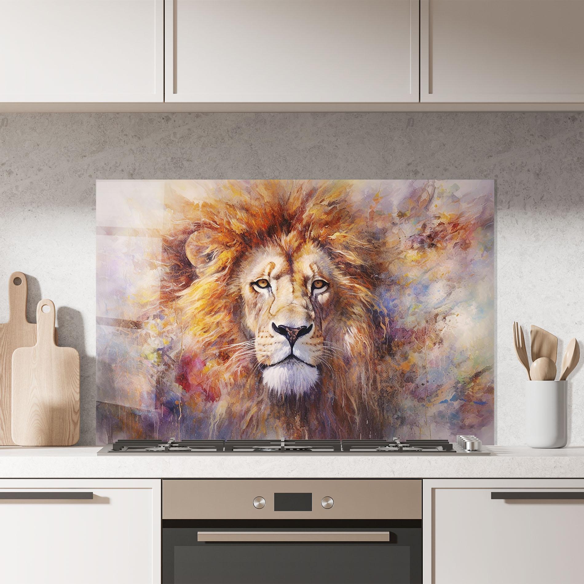 Panou Sticla Bucatarie Abstract Lion Head mockup 7