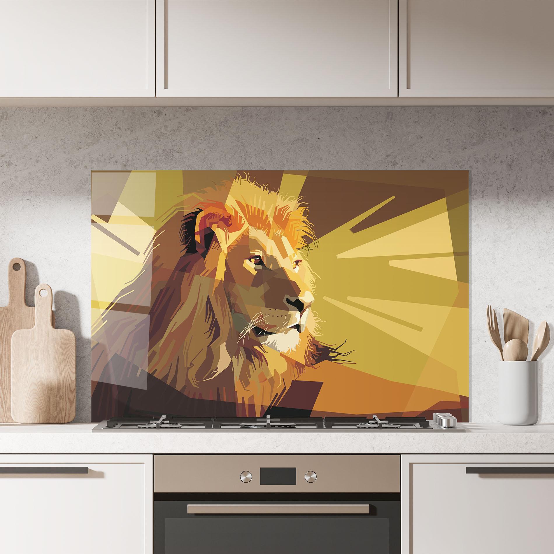 Panou Sticla Bucatarie Lion Art mockup 7