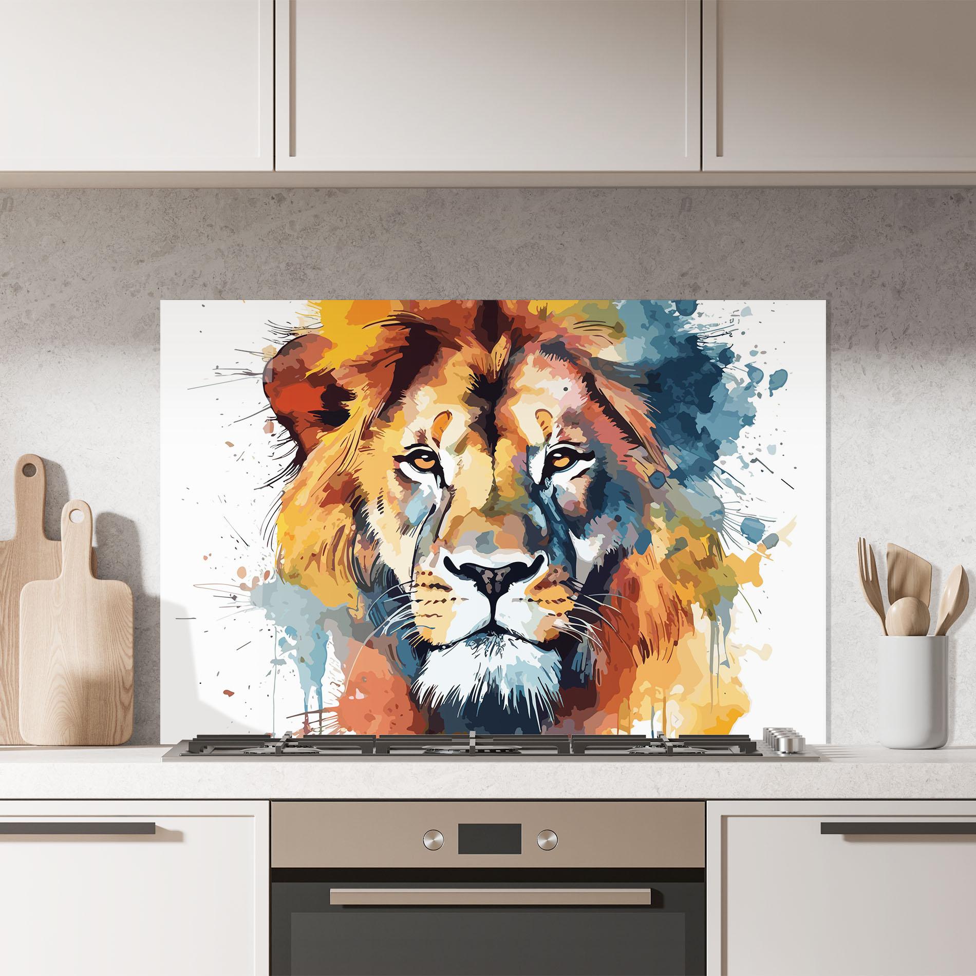 Panou Sticla Bucatarie Lion Head Art mockup 7