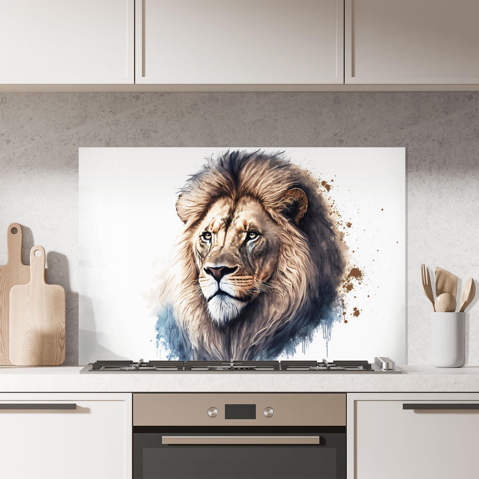 Panou Sticla Bucatarie Lion Head Painting mockup 7