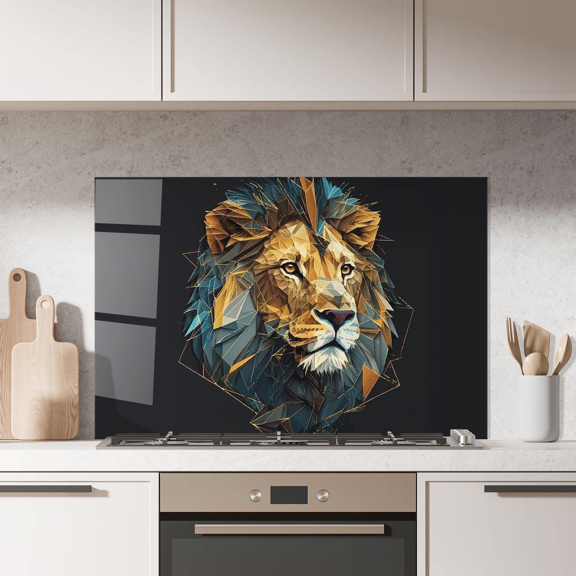Panou Sticla Bucatarie Lion On Grey mockup 7