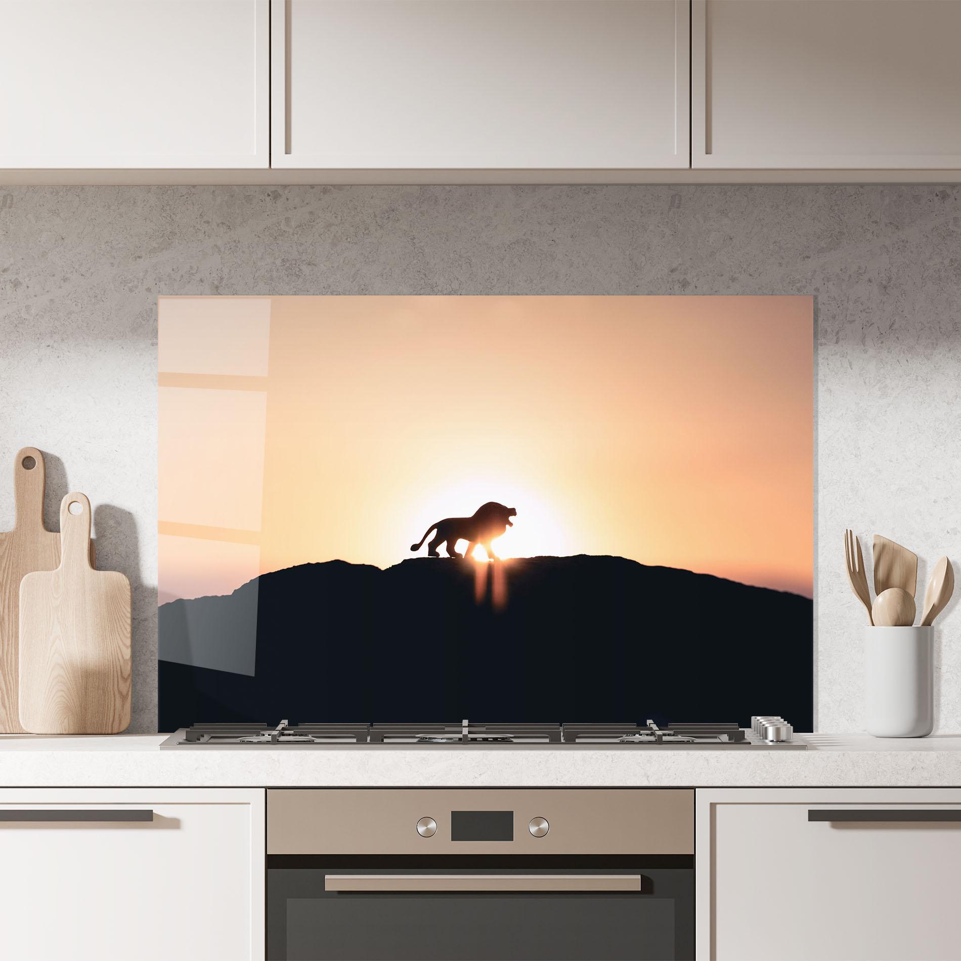 Panou Sticla Bucatarie Lion Shilouette mockup 7